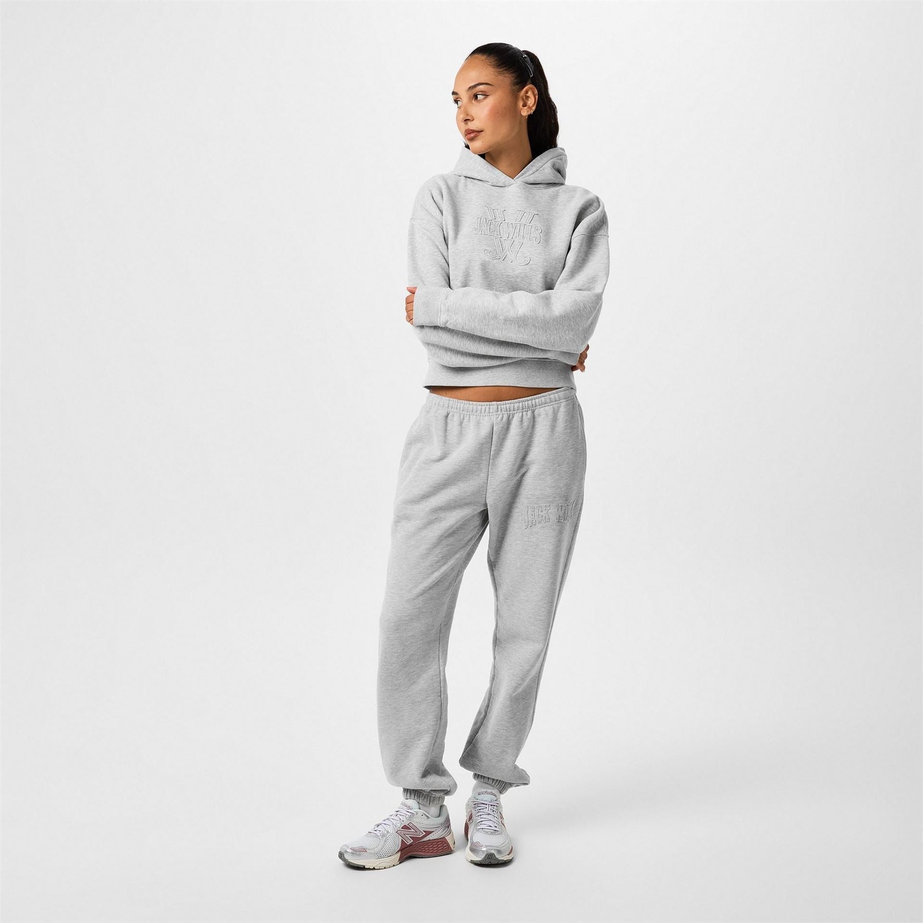 Jack Wills Baggy Fit Hooded Cropped Sweatshirt