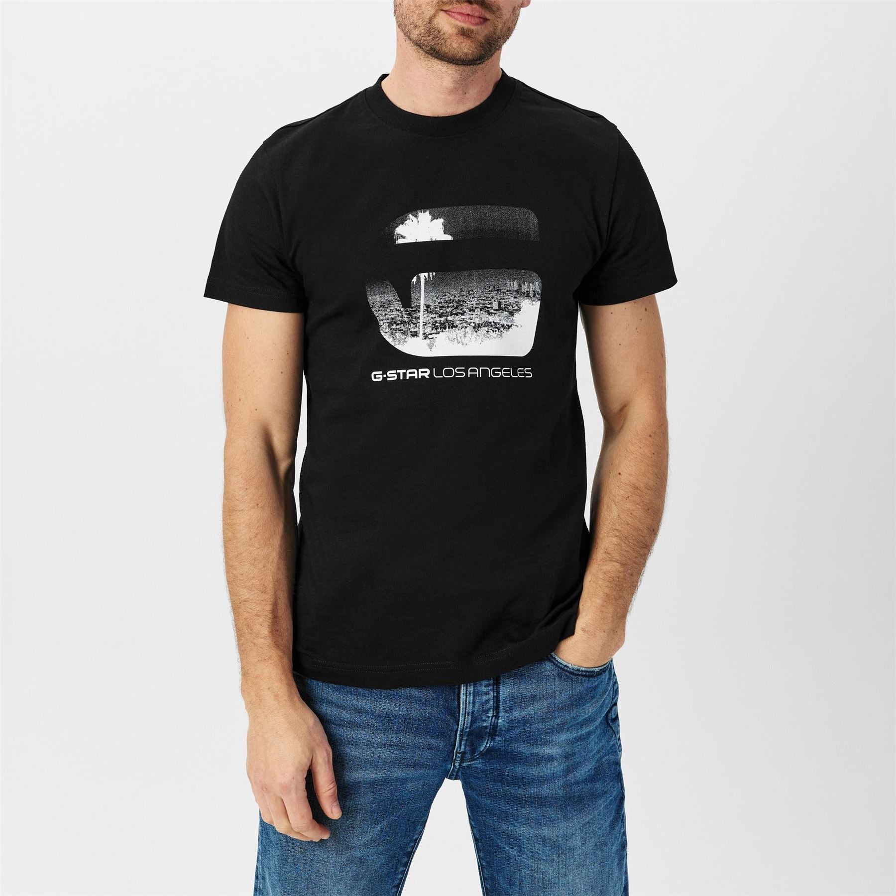 G Star Regular Fit Lettering Crew Neck T-Shirt