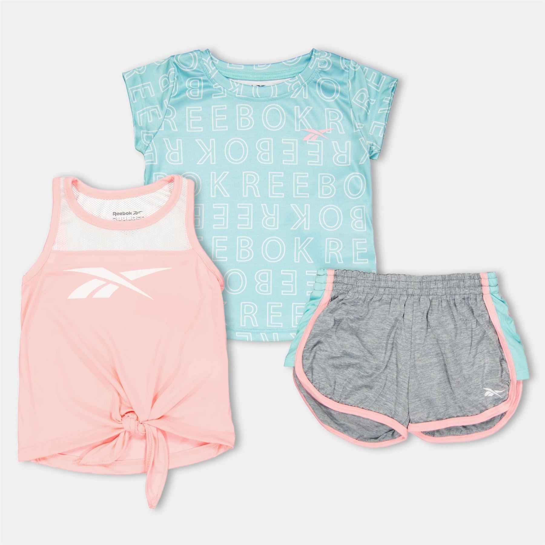 Reebok Lettering Crew Neck Short Sleeve T-Shirt and Short Set