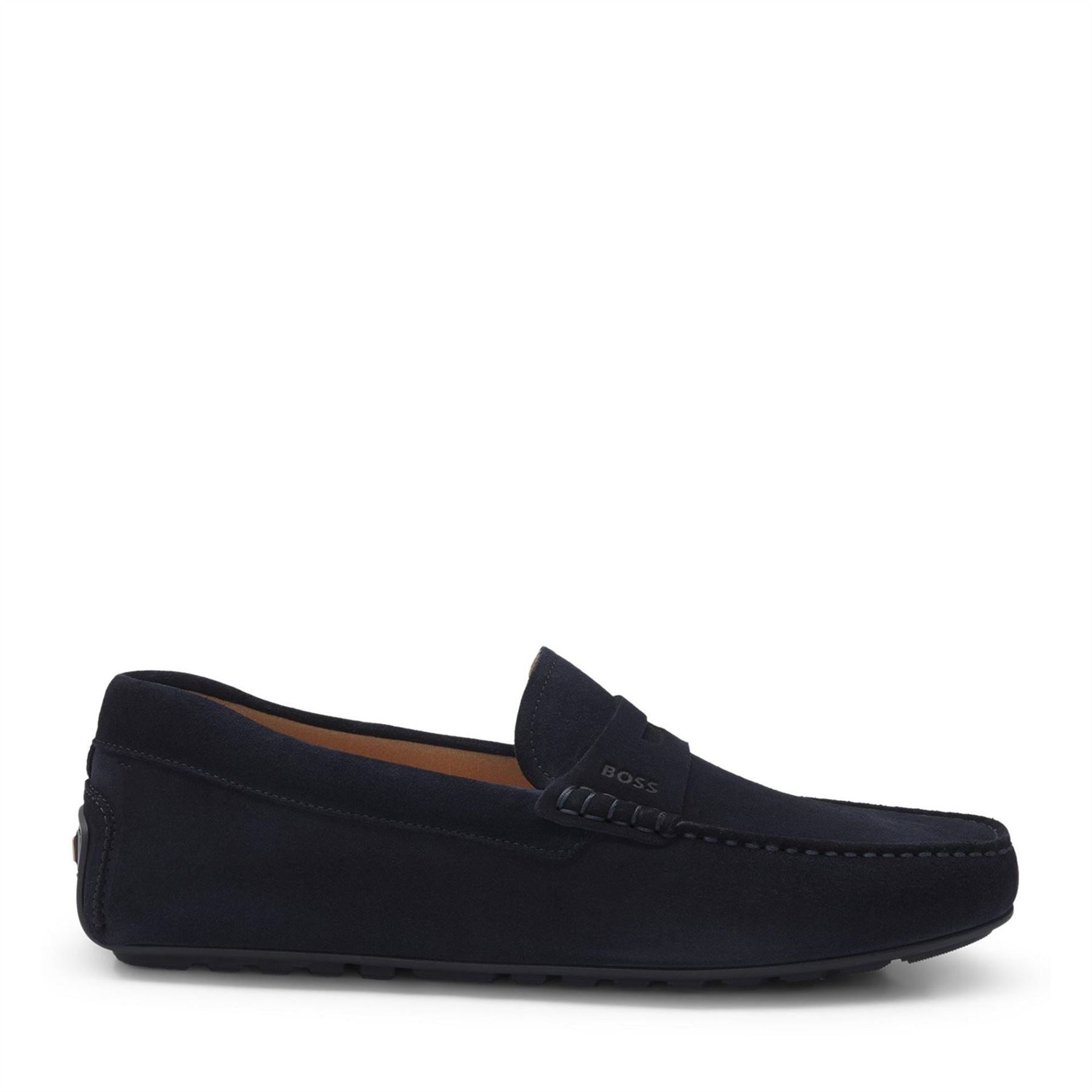 Boss Black Suede Loafers With Debossed Logo Detail