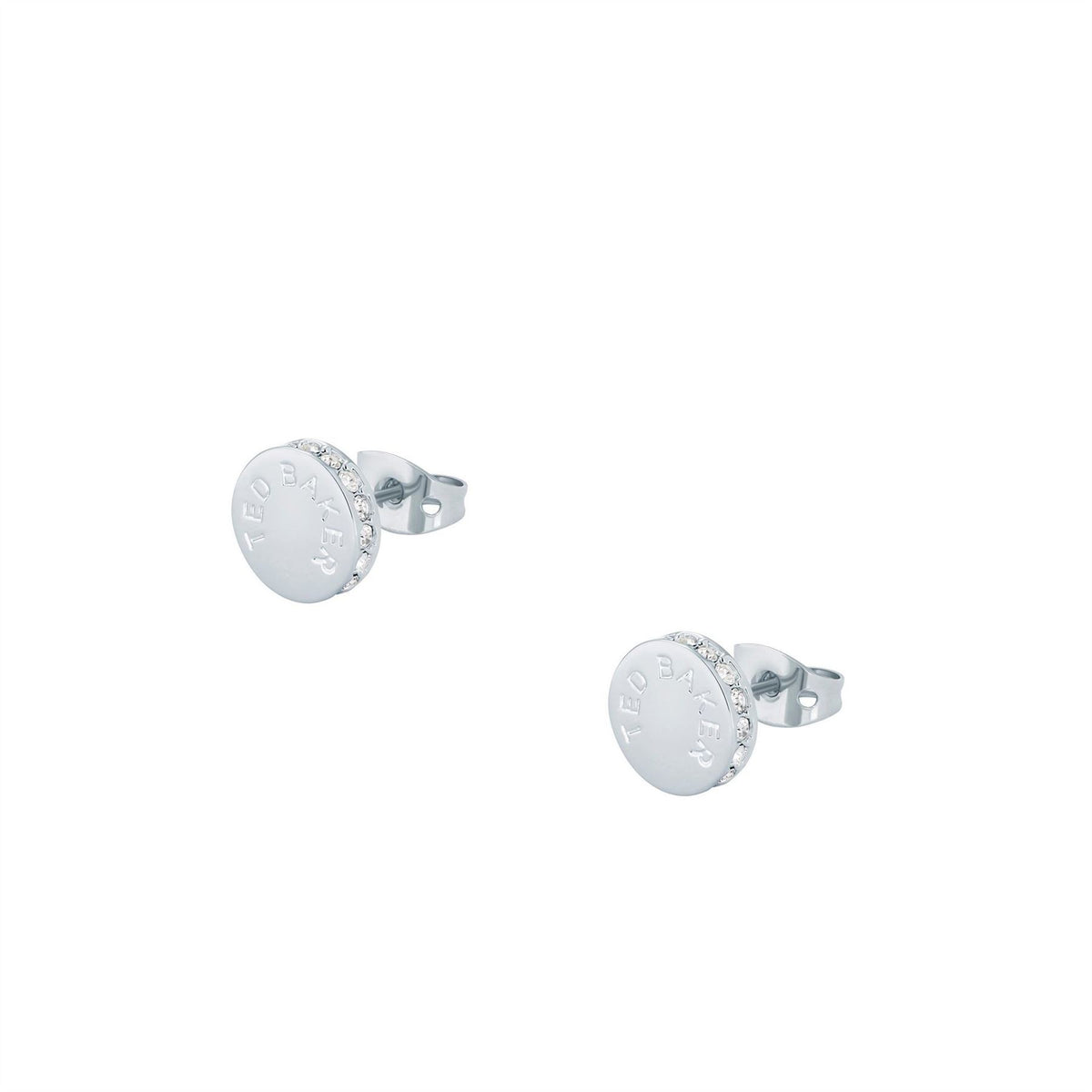 Ted Baker Crystal Stud Earrings with Engraved Logo