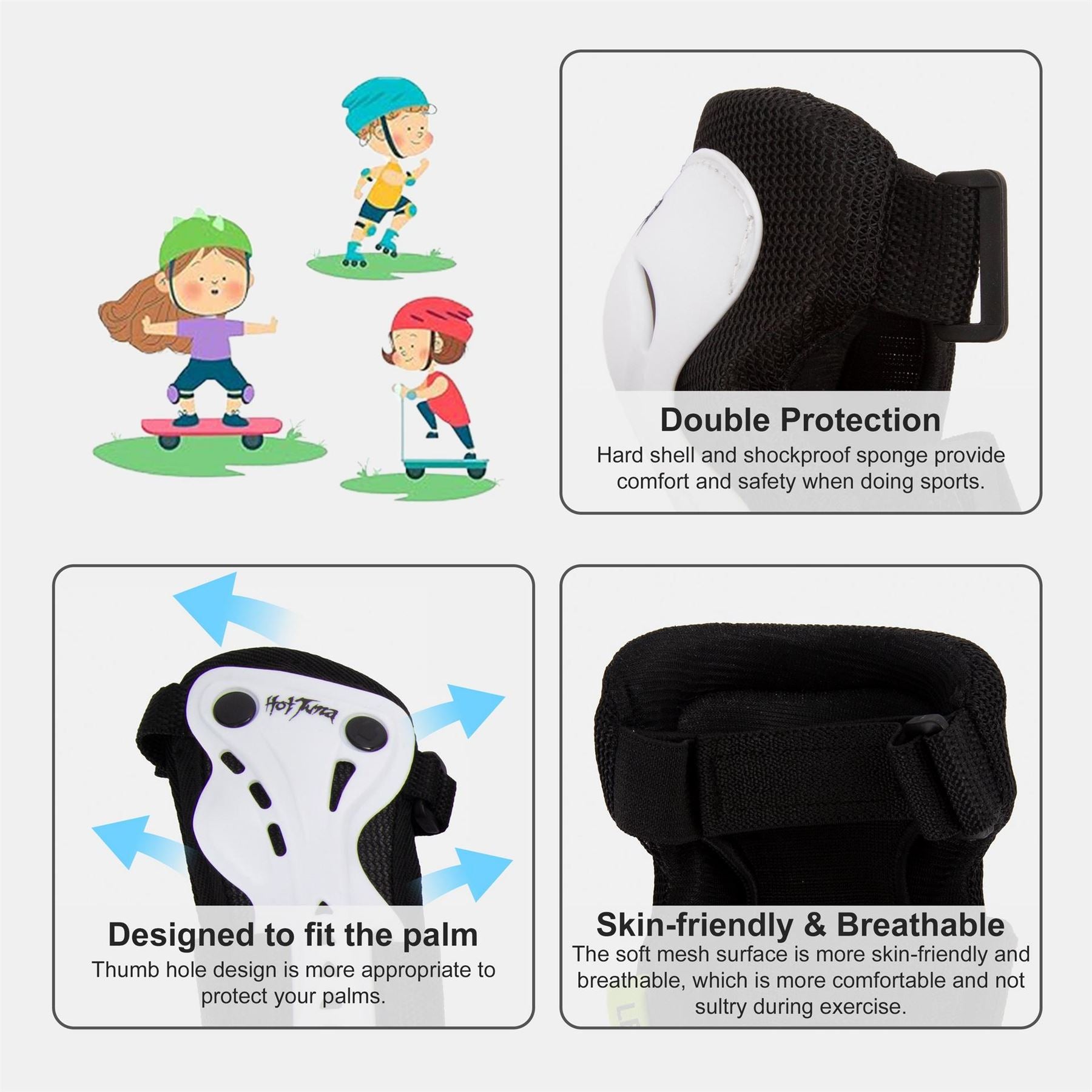 Hot Tuna Youth Skate Protector 3pc Set   Knee Pads Elbow Pad And Wrist Guards