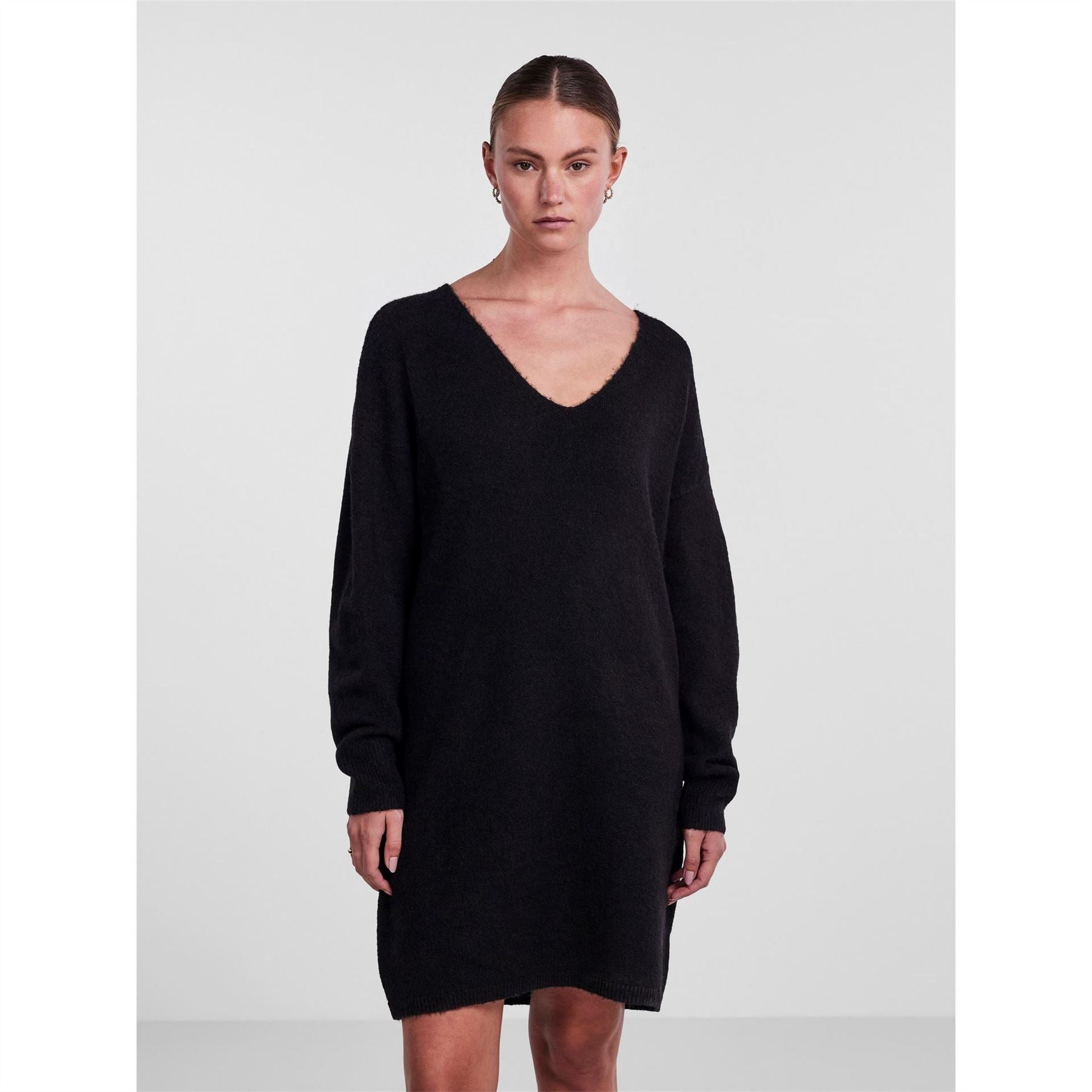 Pieces Knit Turtleneck Long Sleeve Midi Sweater Dress