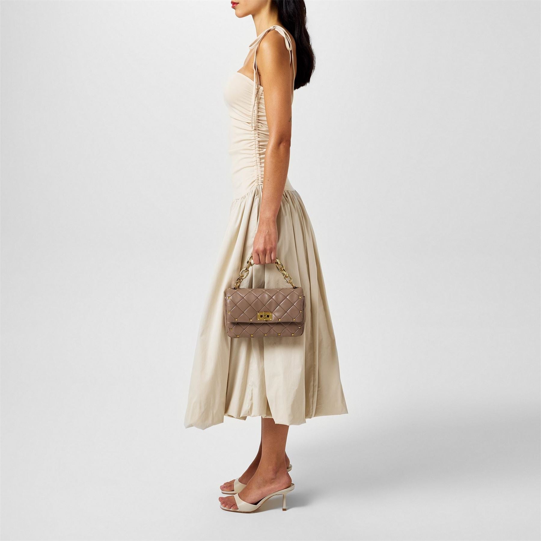 AmyLynn Amy Lynn Alexa Shoulder Tie Ultra Mini Peplum Dress
