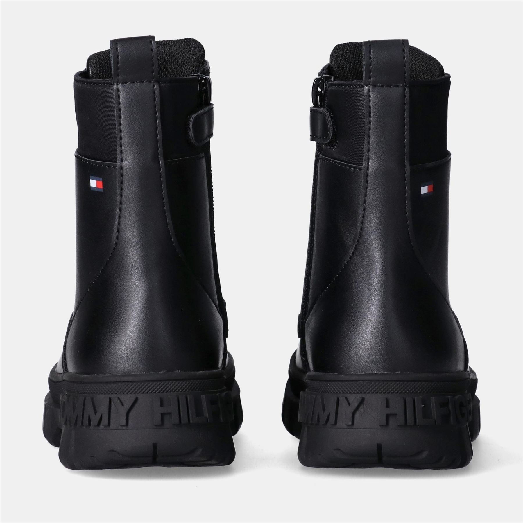 Tommy Hilfiger Motorcycle Biker Boots with Zipper and Lace-Up