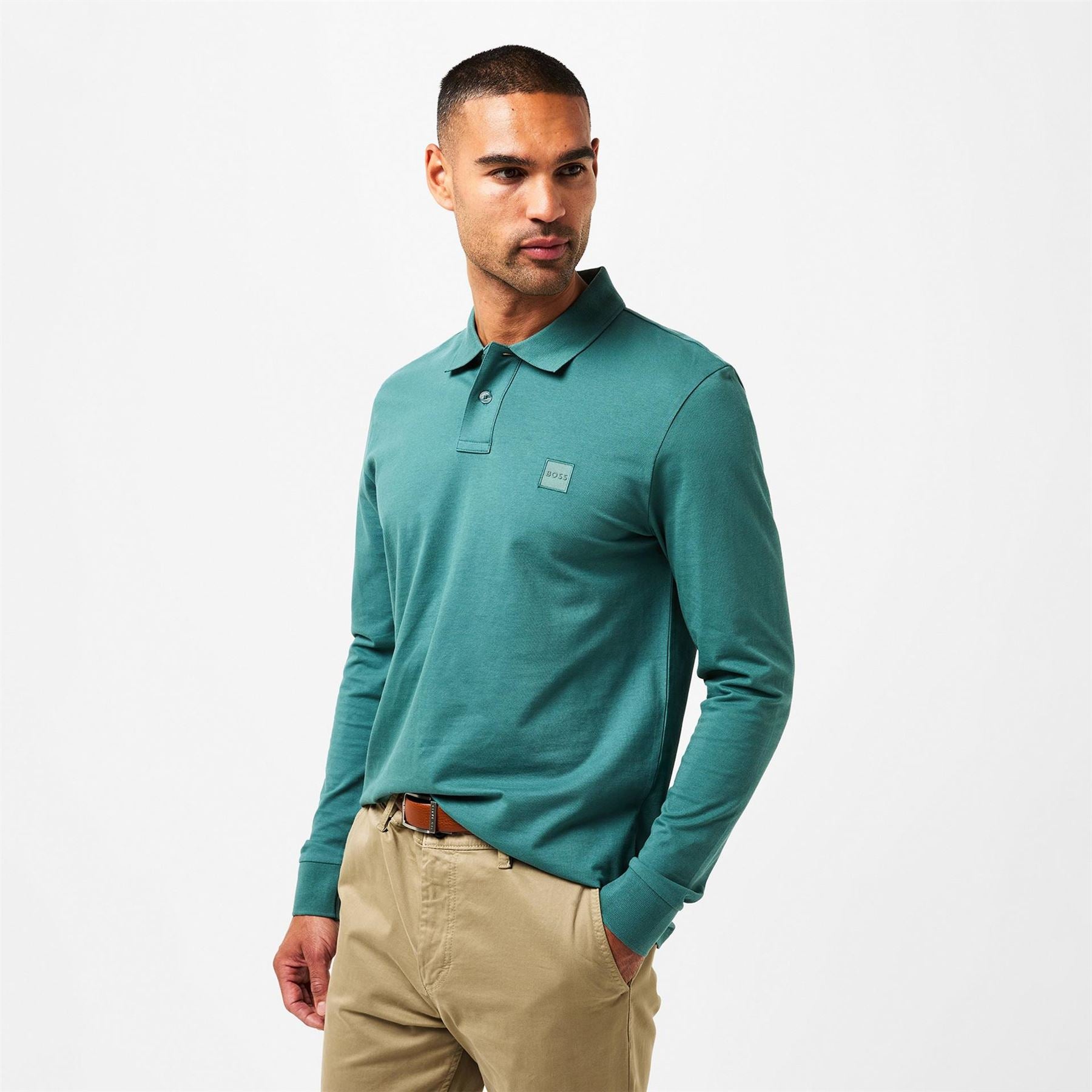 Boss BOSS ORANGE Passerby Premium Cotton Long Sleeve Polo Shirt with Logo Detail