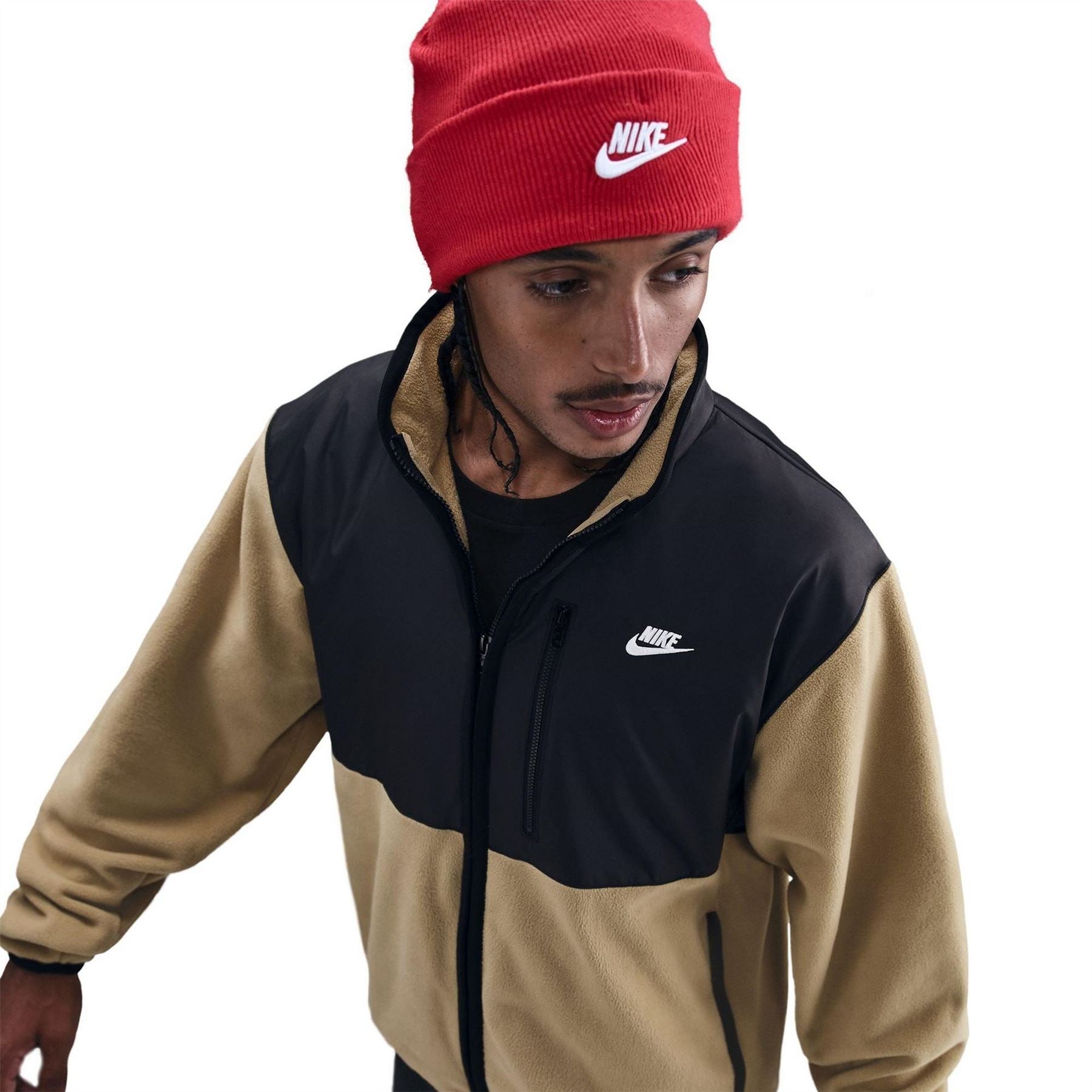 Nike Solid Patterned Full Zipper Sweat Jacket with Zipped Pocket
