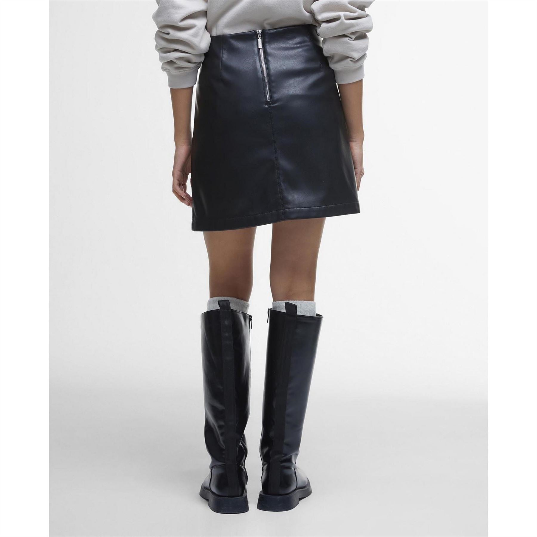 Barbour International Faux Leather Mini Skirt
