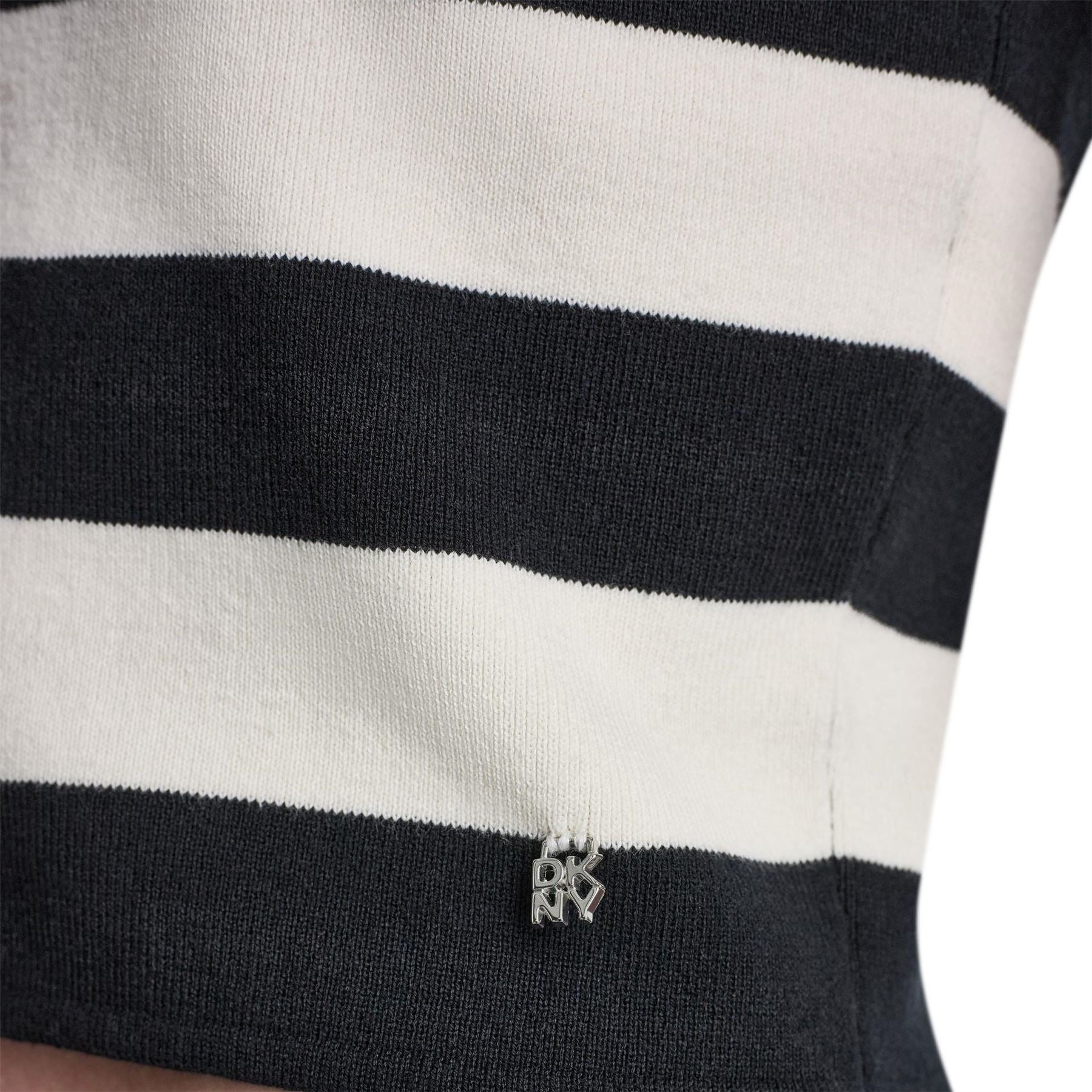 DKNY Striped Sleeveless Polo Sweater