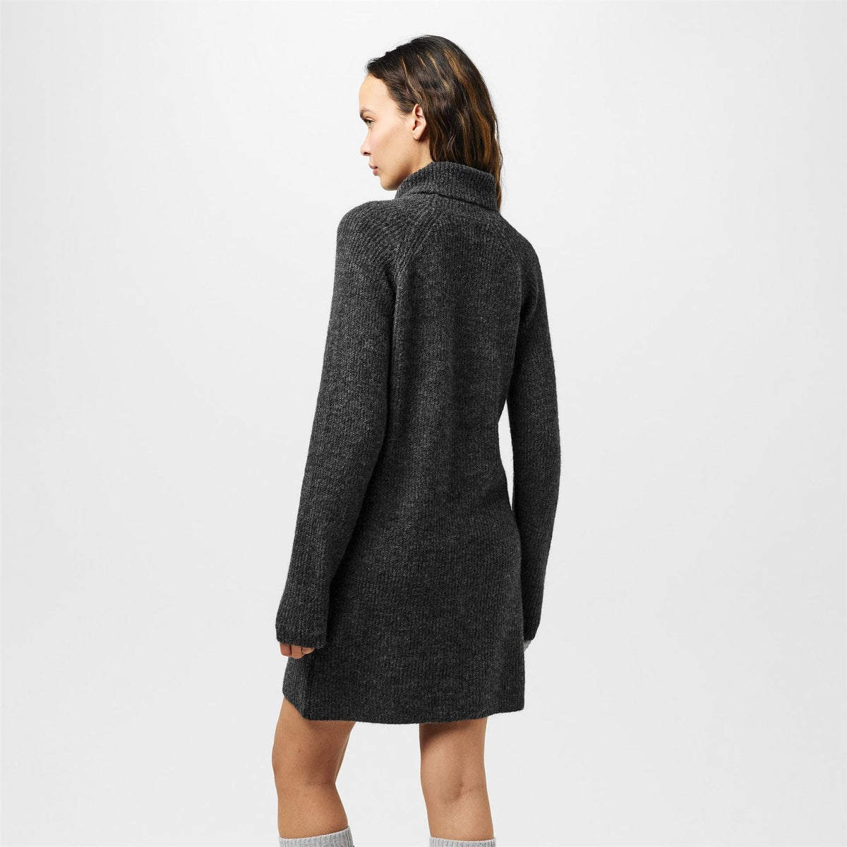 Pieces Knit Turtleneck Long Sleeve Mini Sweater Dress