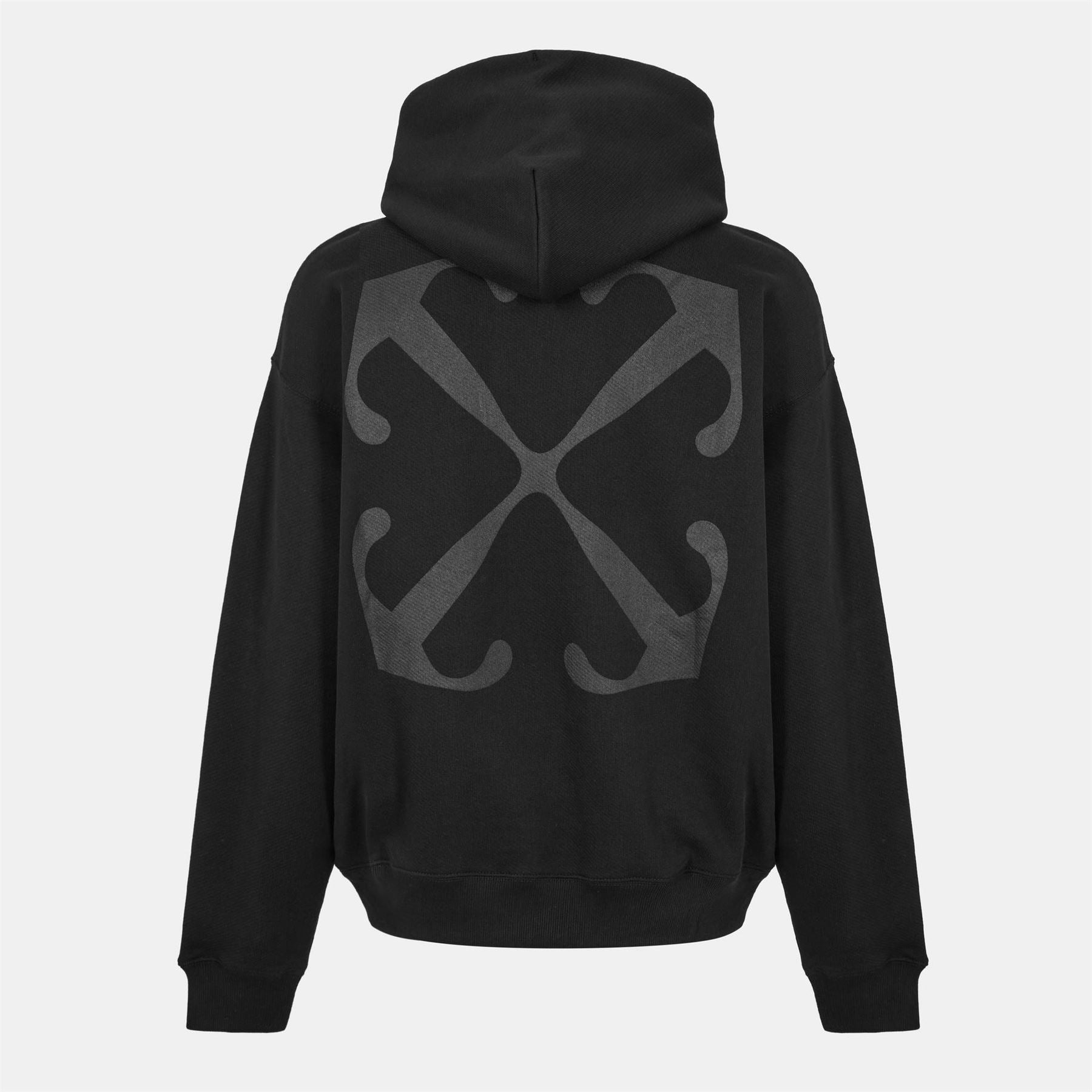 Off White Oversize Fit Hooded Neck Drop Shoulder Sweatshirt