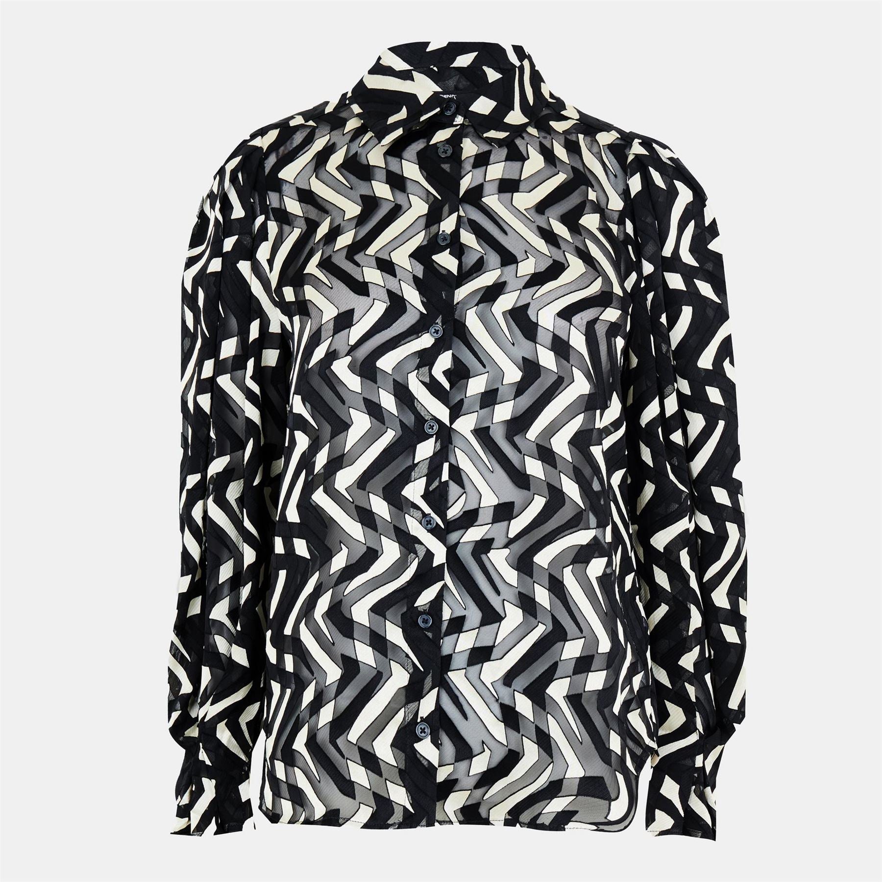 French Connection Diandra Satin Devore Long Sleeve Blouse