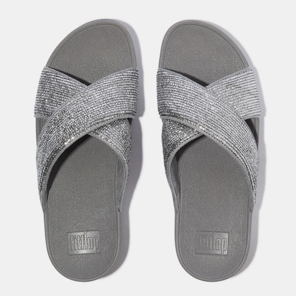 FitFlop Crinkled Shimmer Cross Sliders