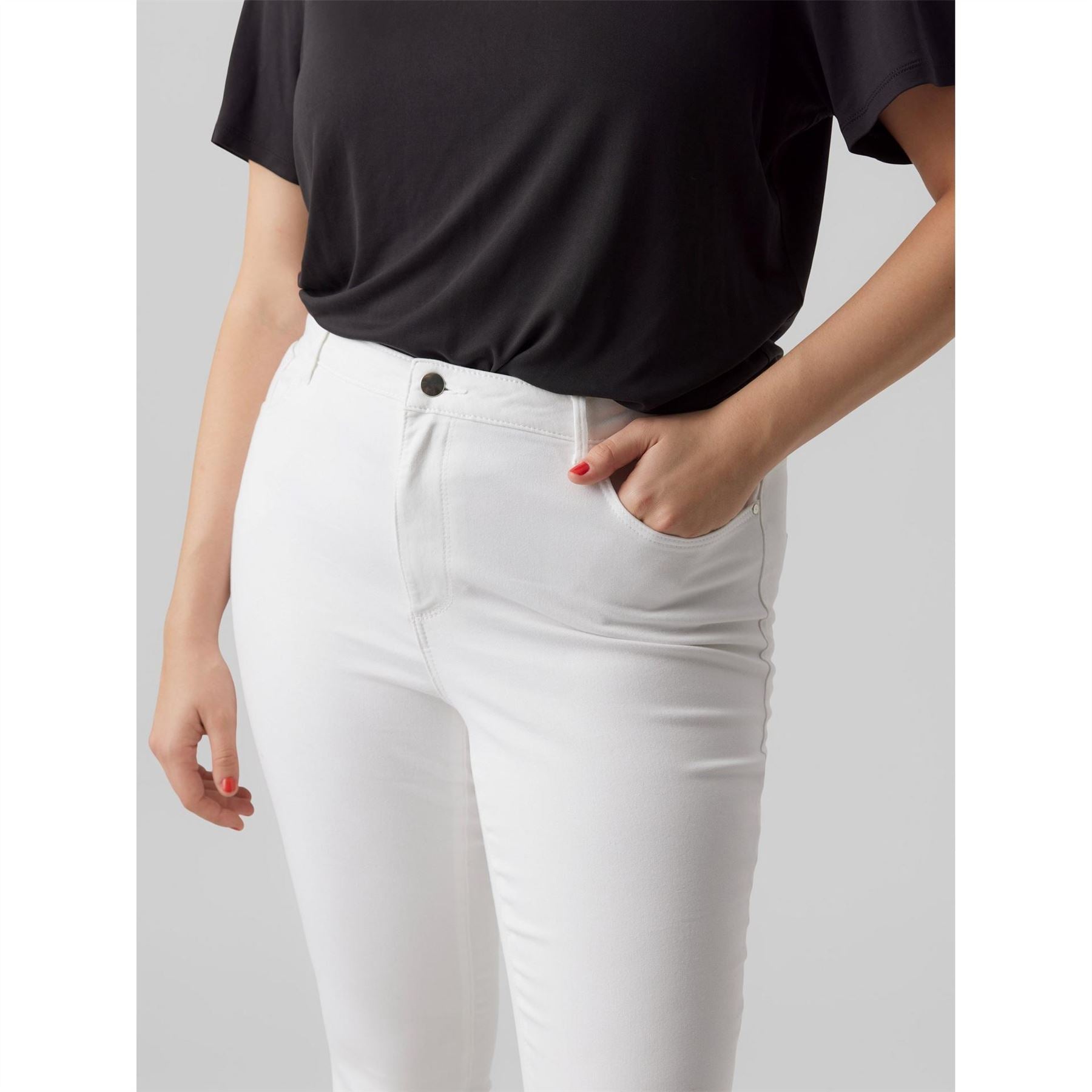 Vero Moda Curve Stretch Slash Knee High Waisted Denim Disco Skinny Jeans