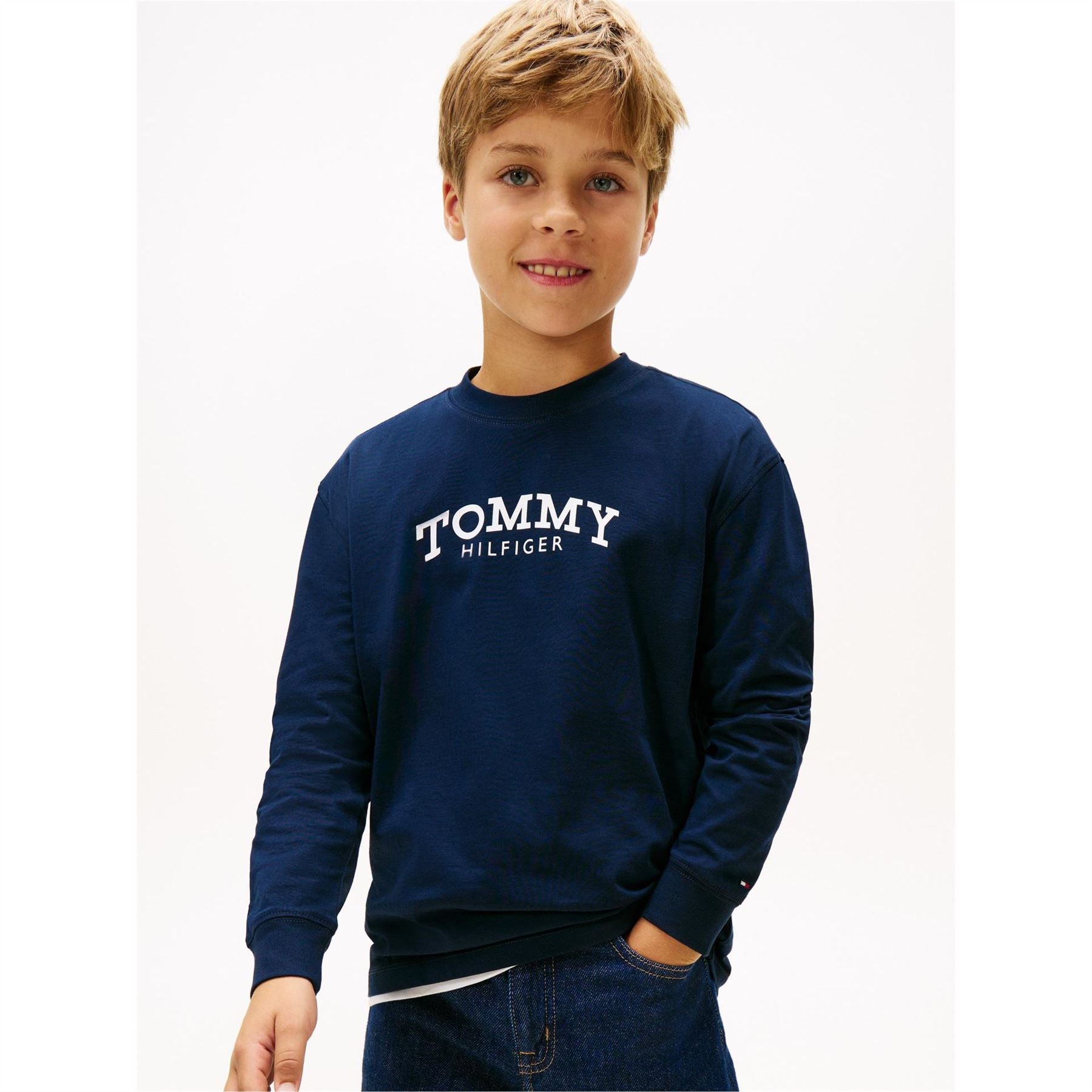 Tommy Hilfiger Mono Print Crew Neck Long Sleeve Jersey T-Shirt