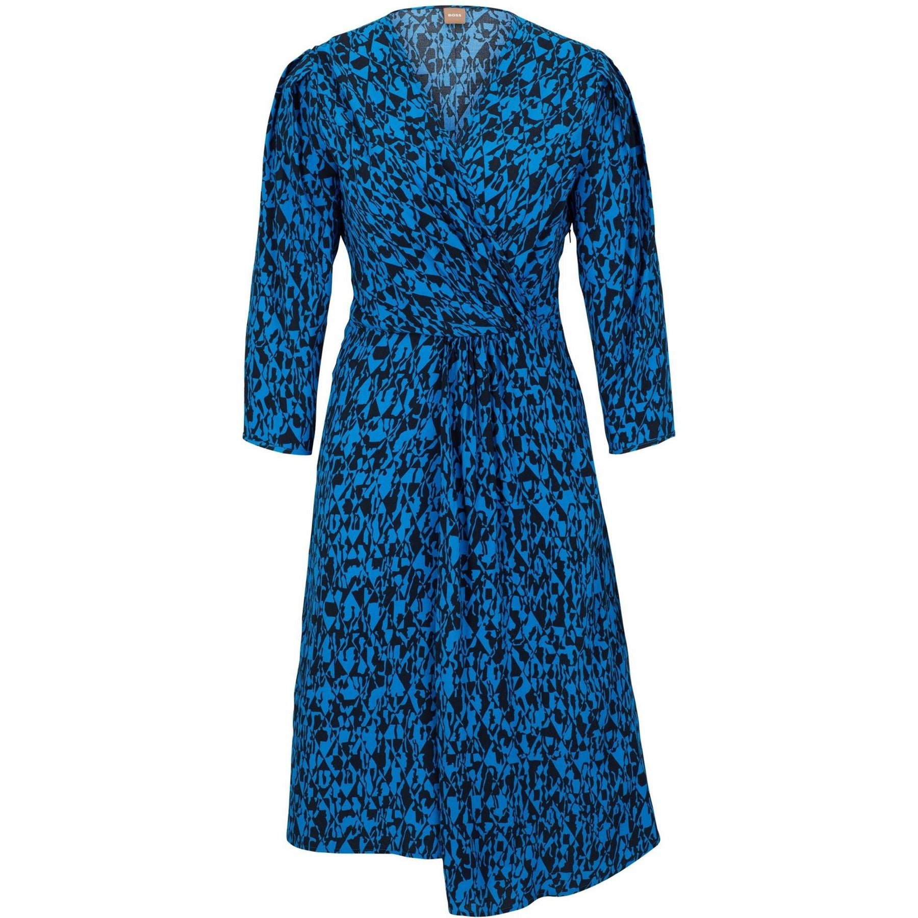 Boss Danottea V-Neck Three Quarter Sleeve Knee Length Wrap Dress