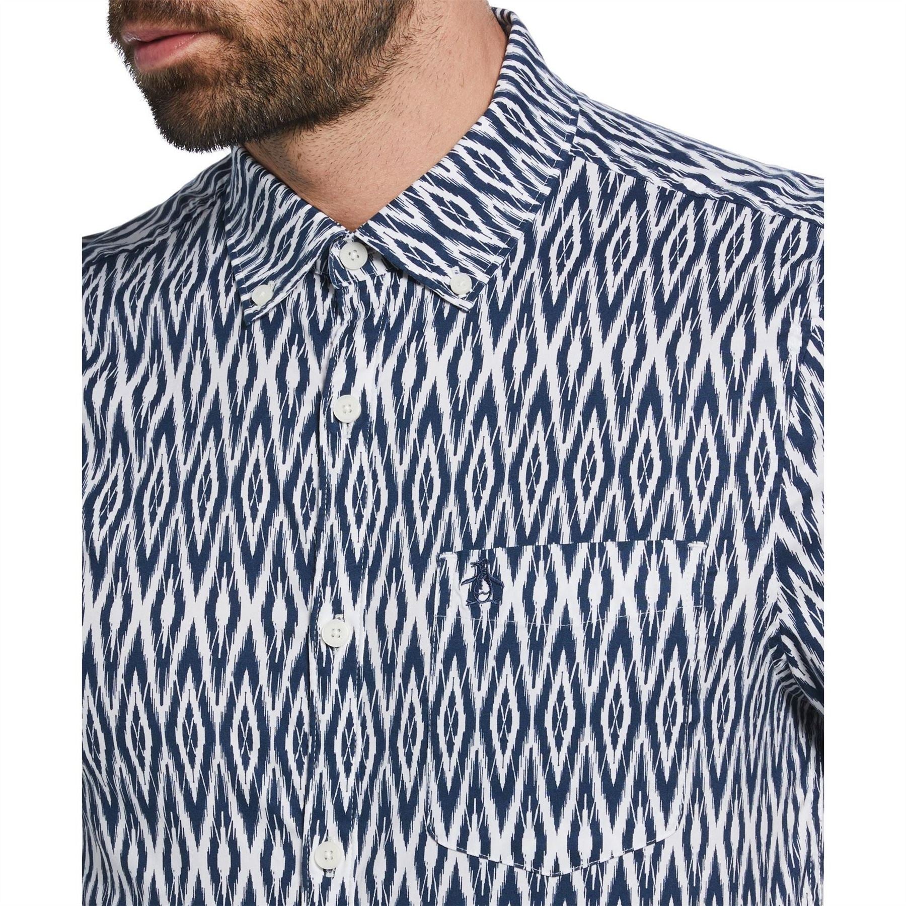 Original Penguin All Over Diamond Print Short Sleeve Shirt