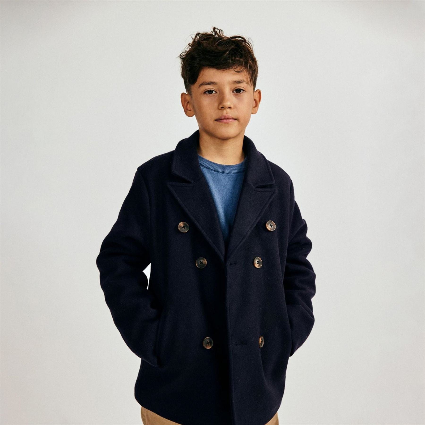 Minoti Boys Coat Double Breasted With Lapel Navy