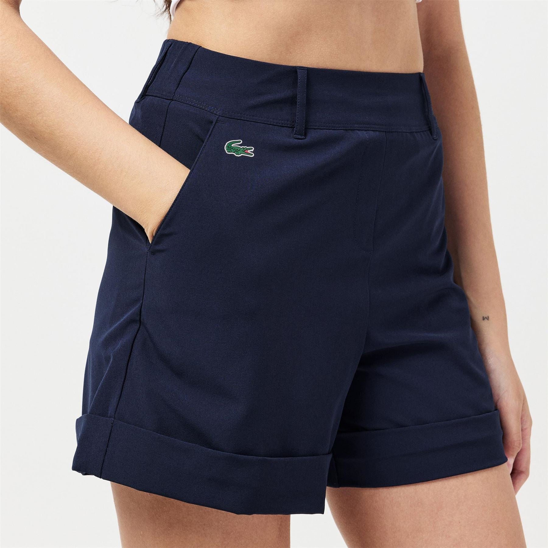 Lacoste Bermuda Solid Patterned Banded Hem Shorts