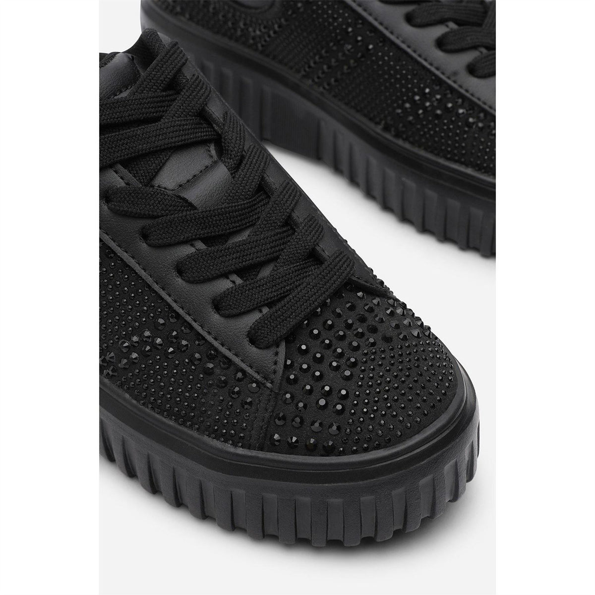 Wheres That From Lace Up Trainer With Diamante Pattern And Chunky Sole