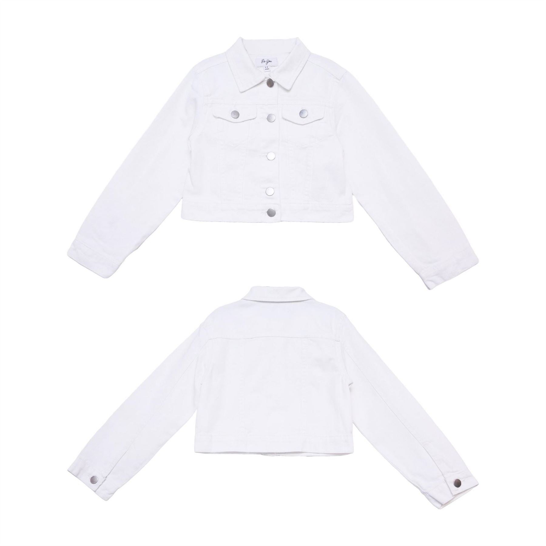 Be You Studio Cropped White Denim Jacket