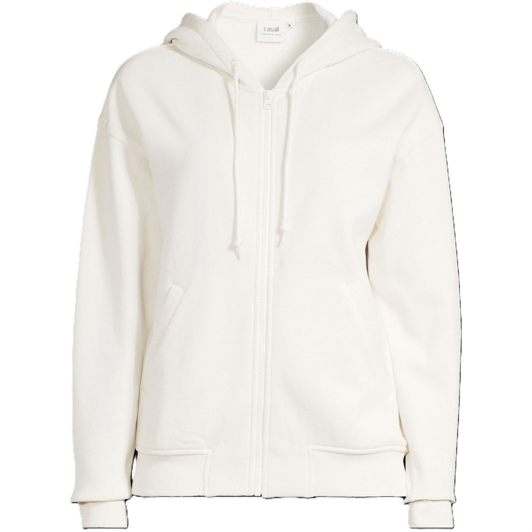 Casall Solid Patterned Hooded Neck Ribbed Cuff Sweat Jacket