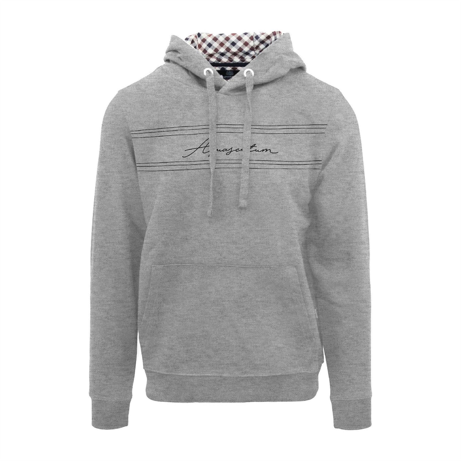 Aquascutum Embroidered Signature Print Hooded Neck Long Sleeve Sweatshirt
