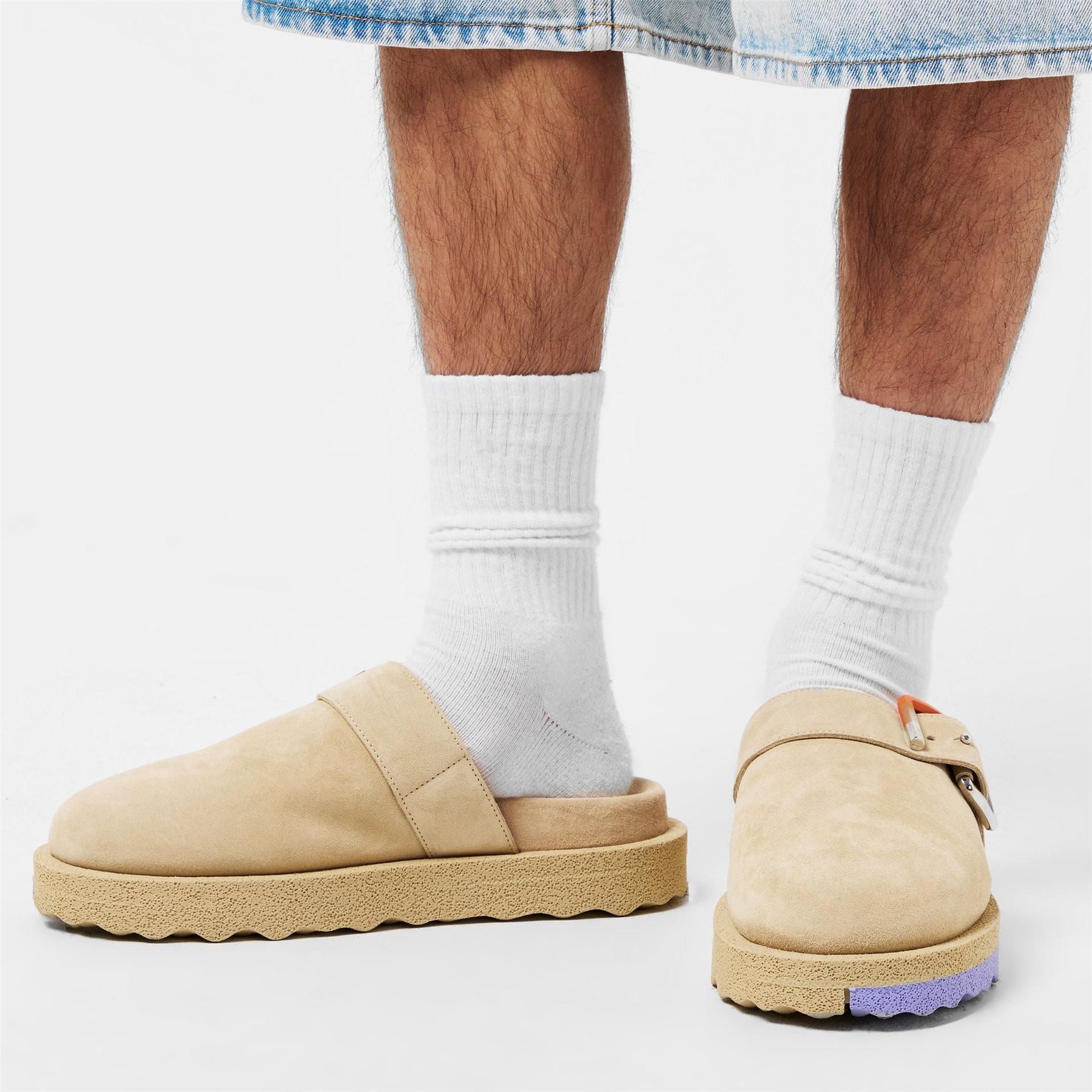 Off White Block Heel Closed Toe Shuv Clogs