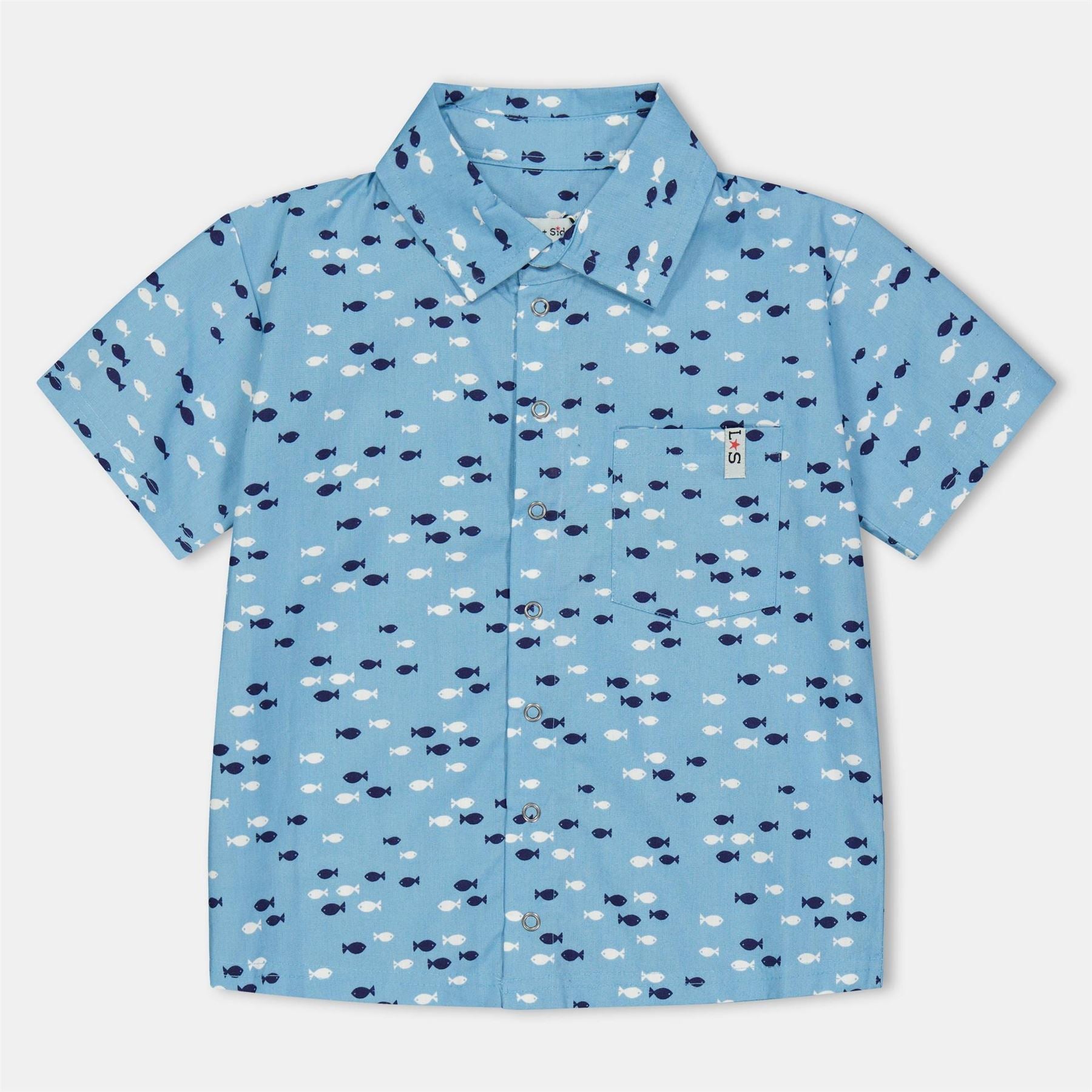 Lilly and Sid Fish Print Short Sleeve Patterned Shirt