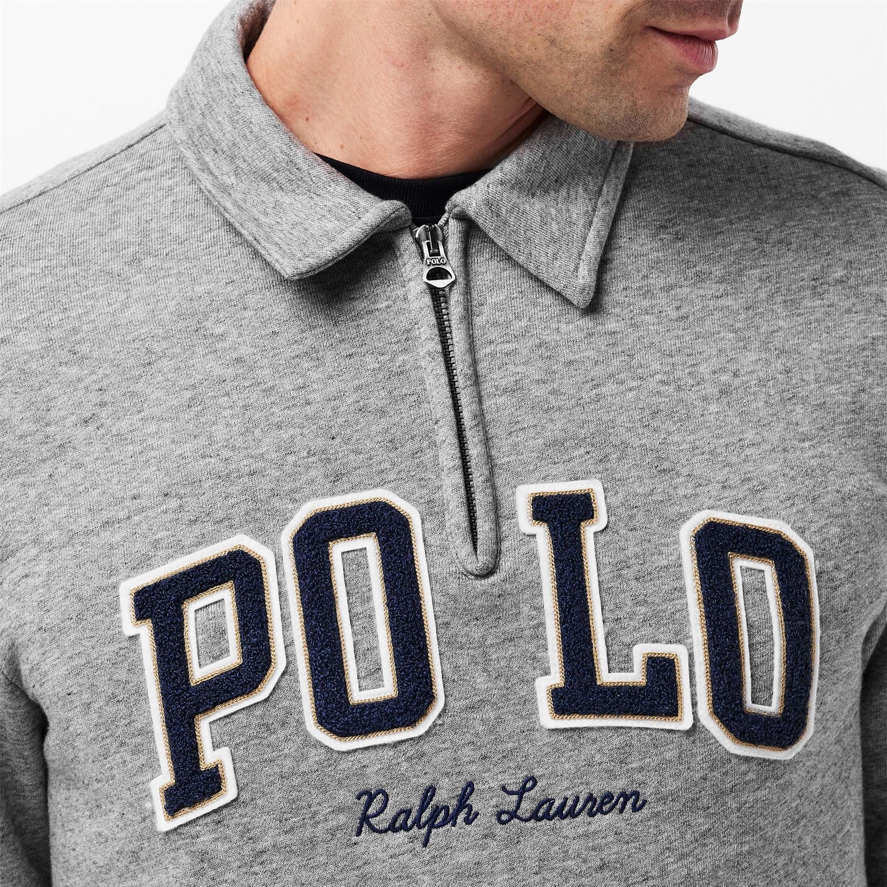 Polo Ralph Lauren Solid Patterned Quarter Zipper Ribbed Cuff Sweat Jacket