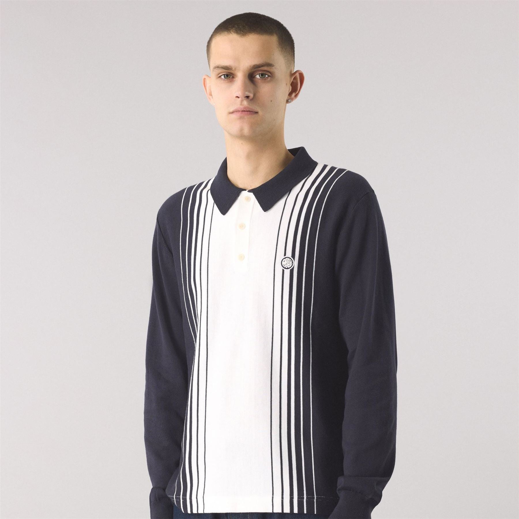 Pretty Green Gradient Knitted Long Sleeve Polo Shirt