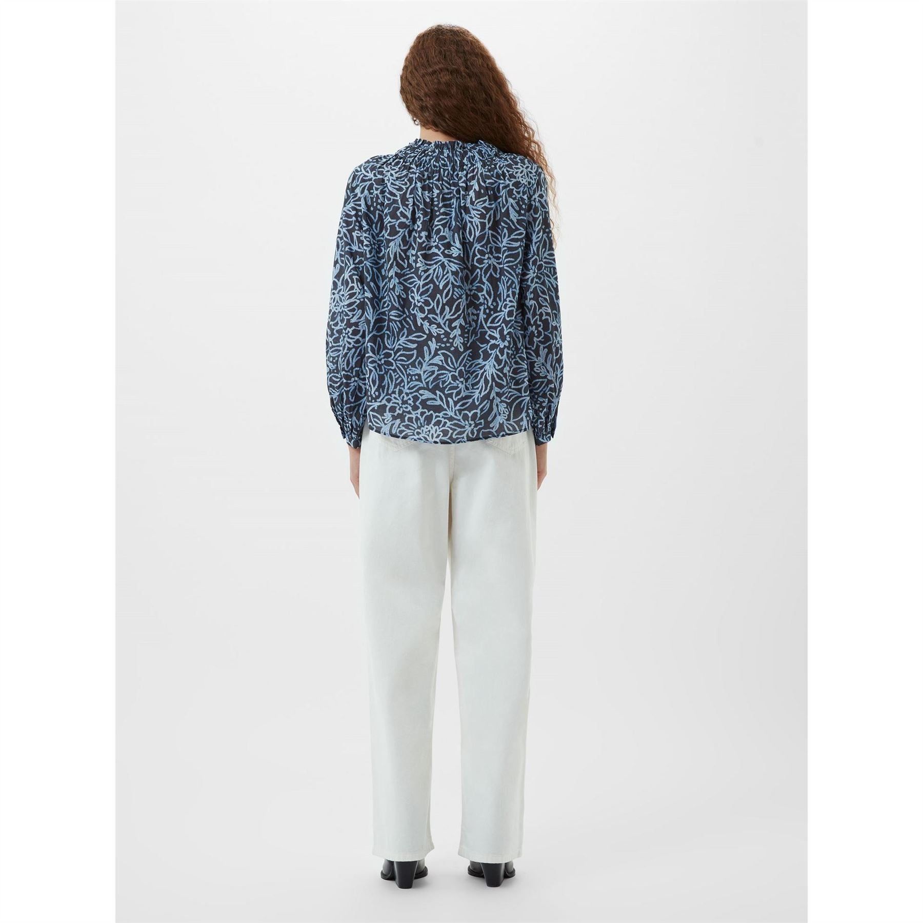 French Connection Relaxed Fit Tie Neck Long Sleeve Blouse