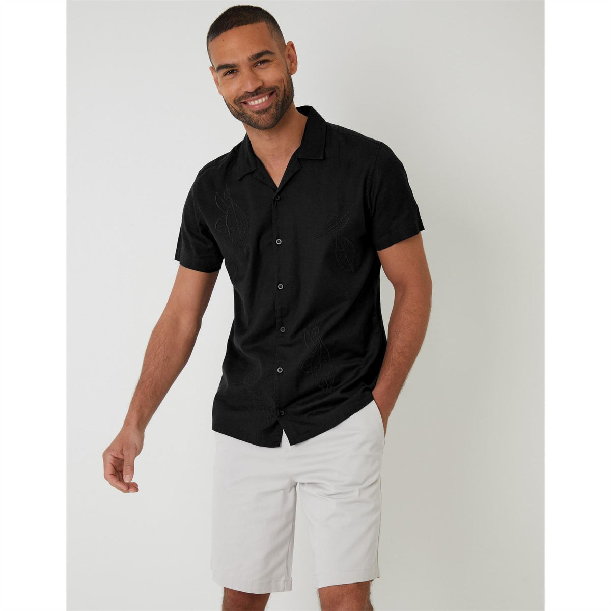 Threadbare Maples Embroidered Regular Fit Short Sleeve Shirt