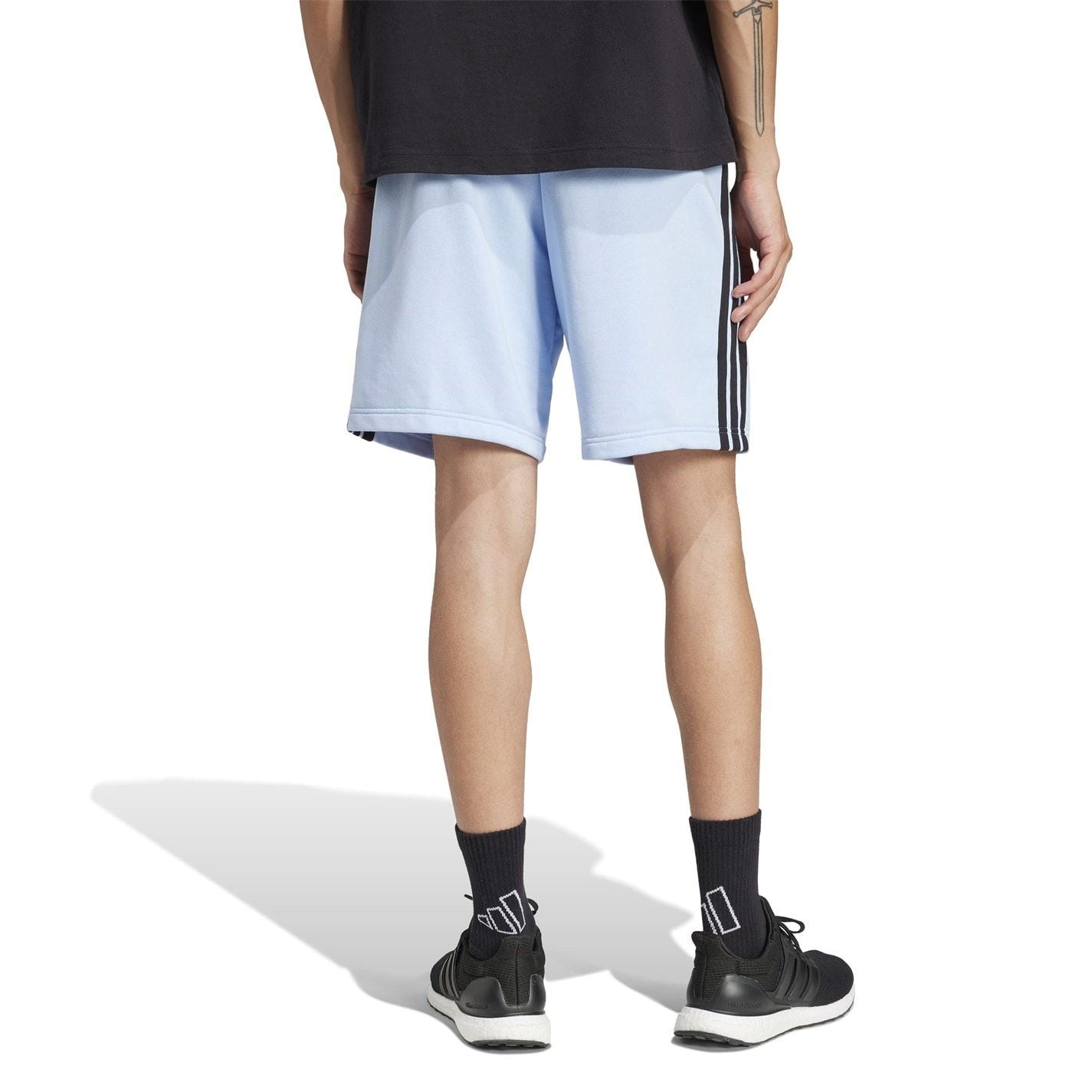 adidas Mens Essentials 3 Stripe Fleece Shorts