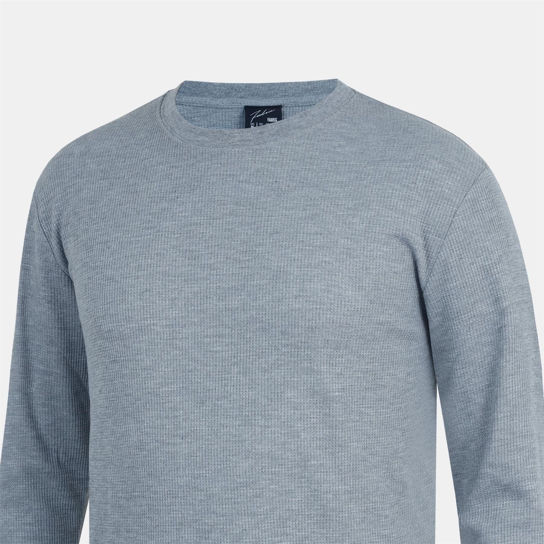 Fabric Crew Neck Long Sleeve Waffle T-Shirt