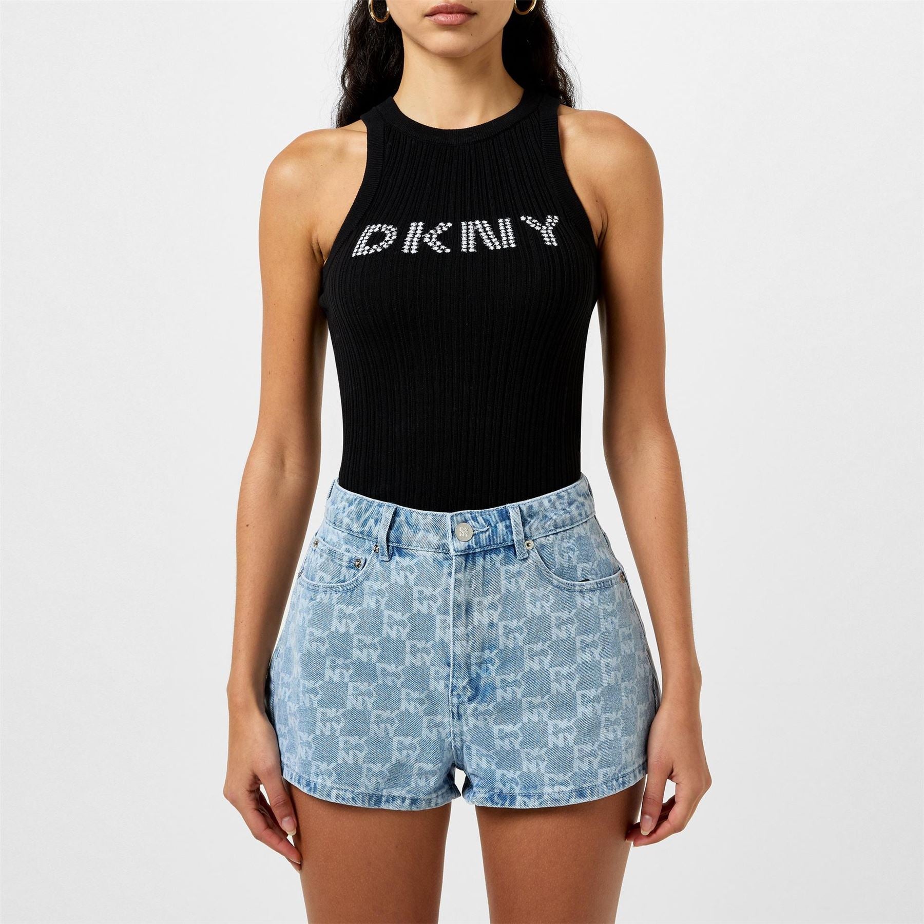 DKNY High Neck Slim Fit Knit Tank