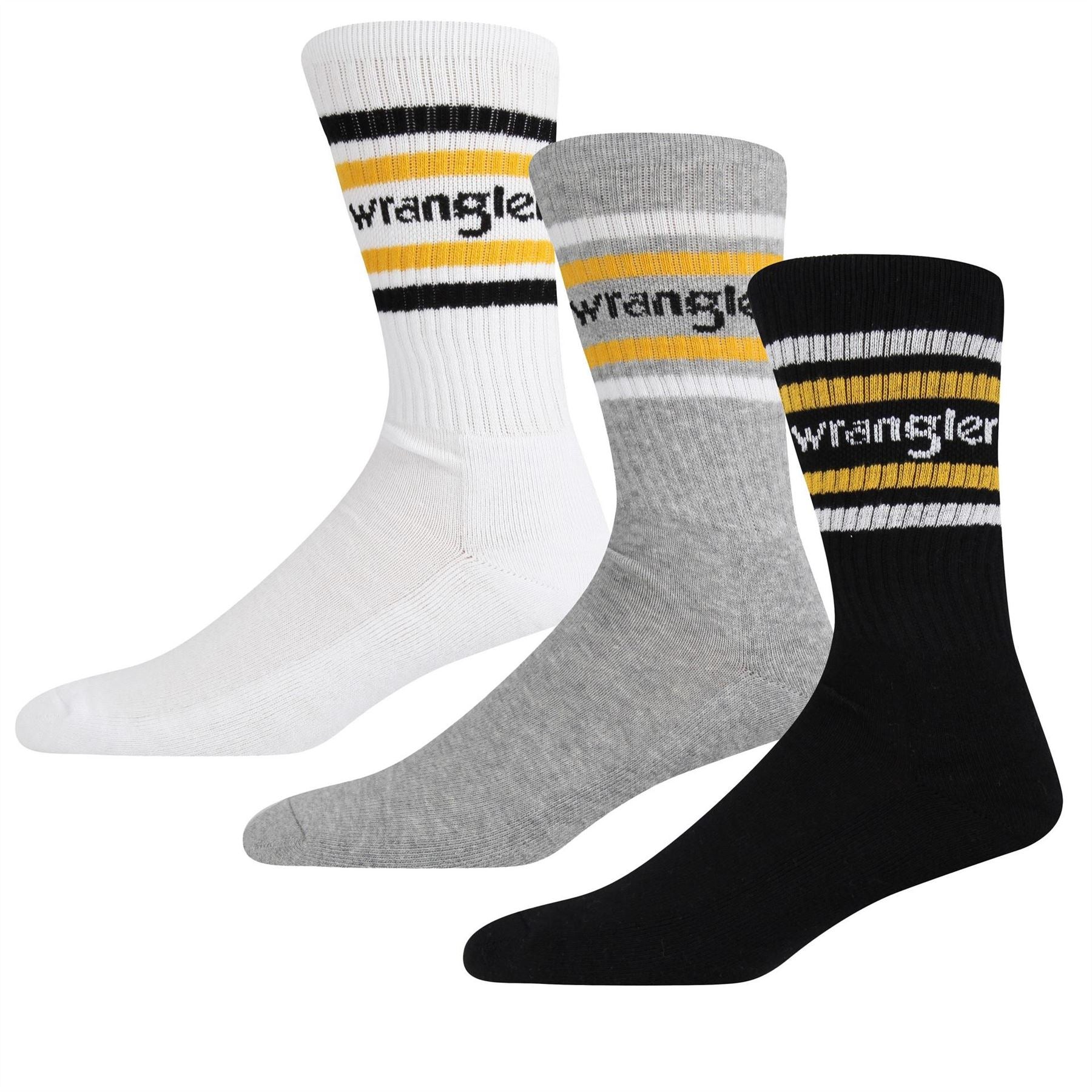 Wrangler 3 Pack Malm Lettering Crew Socks