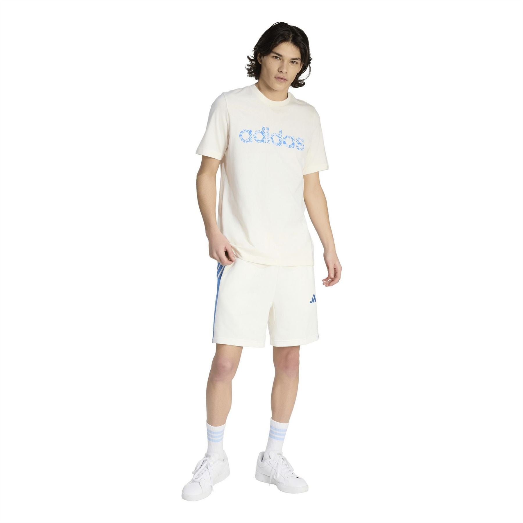 adidas Mens Essentials 3 Stripe Fleece Shorts