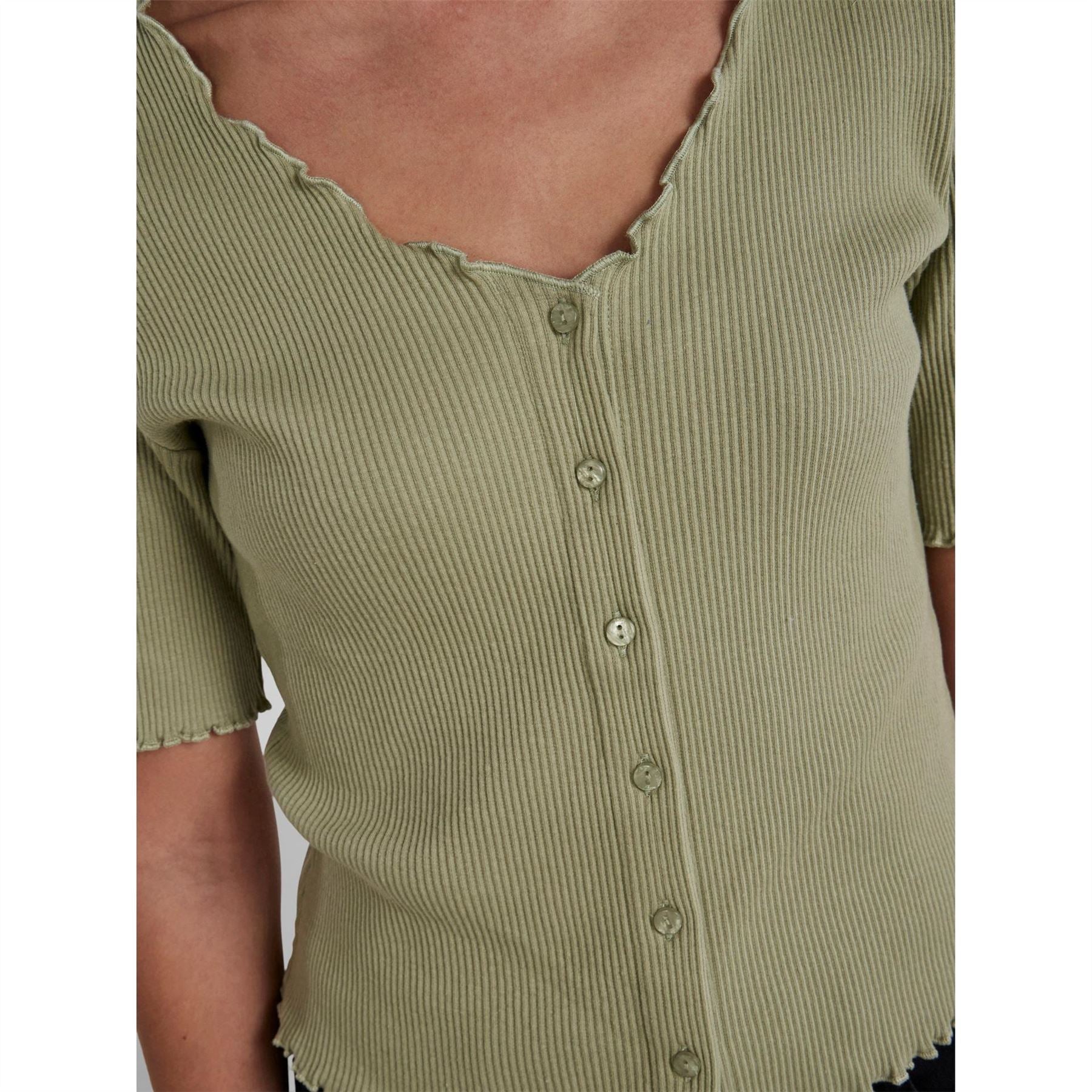 Pieces Short Sleeve V Neck Slim Fit Sweater