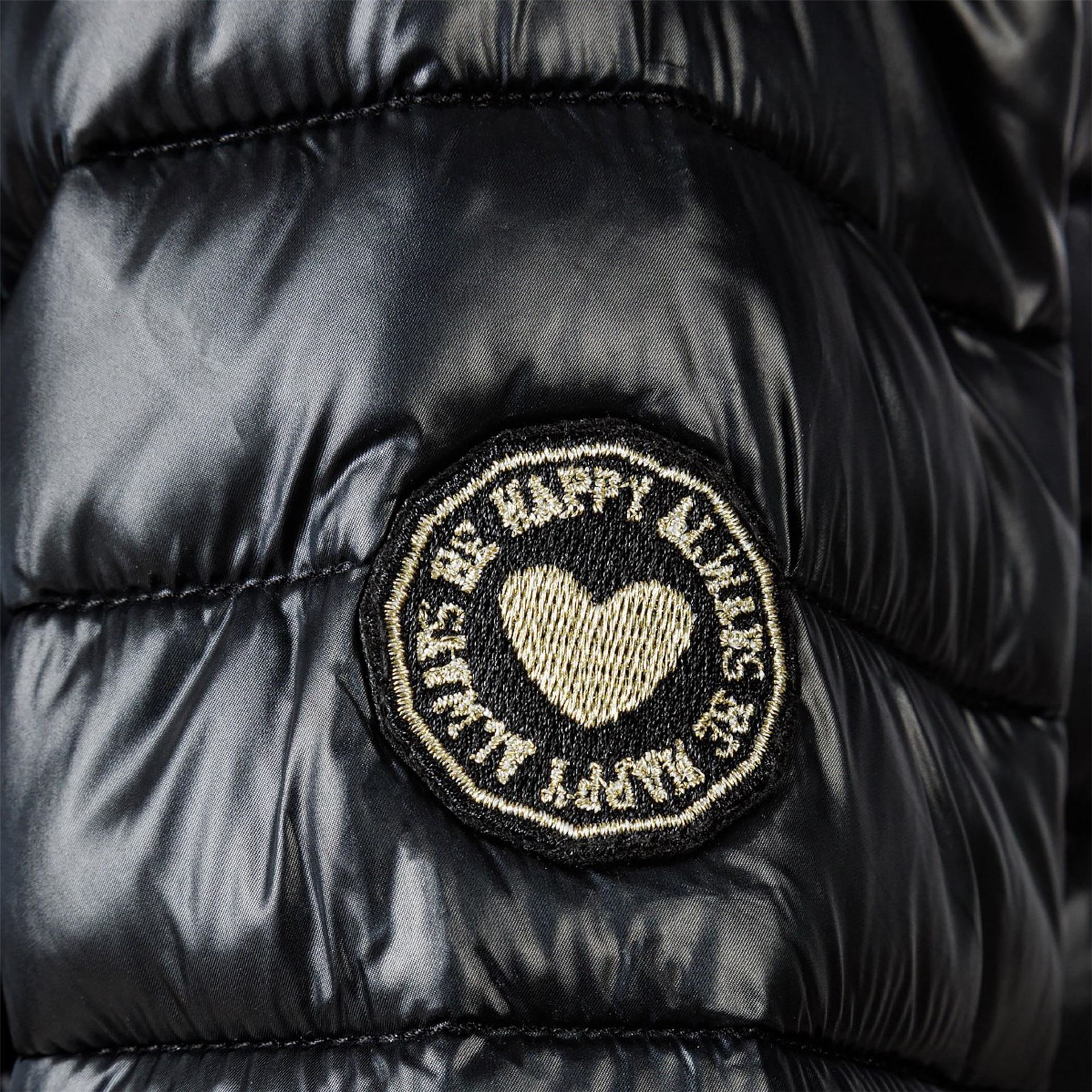 Minoti Girls Quilted Hooded Jacket Zip Fastening Black