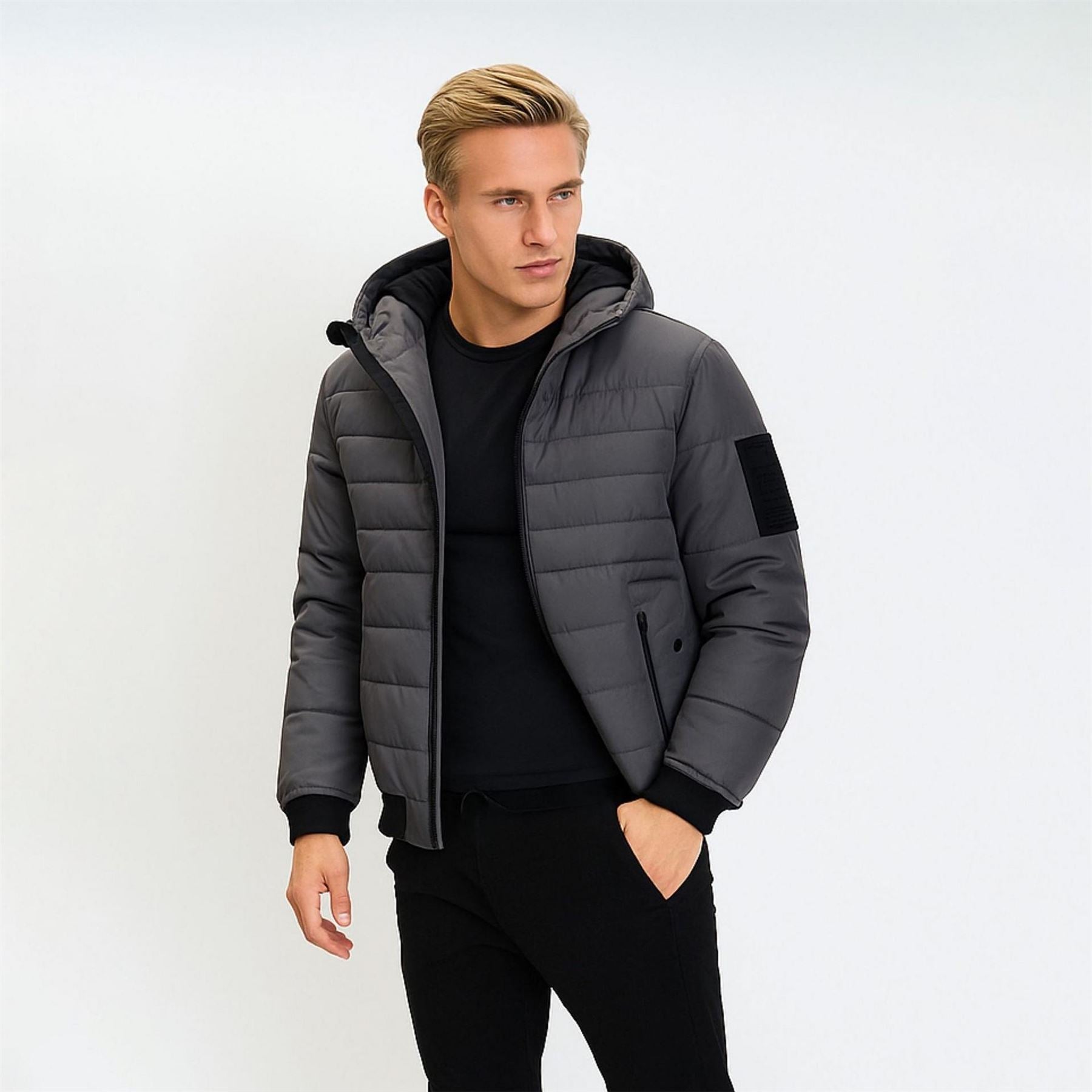 Minoti Men Padded Jacket With Hood Grey