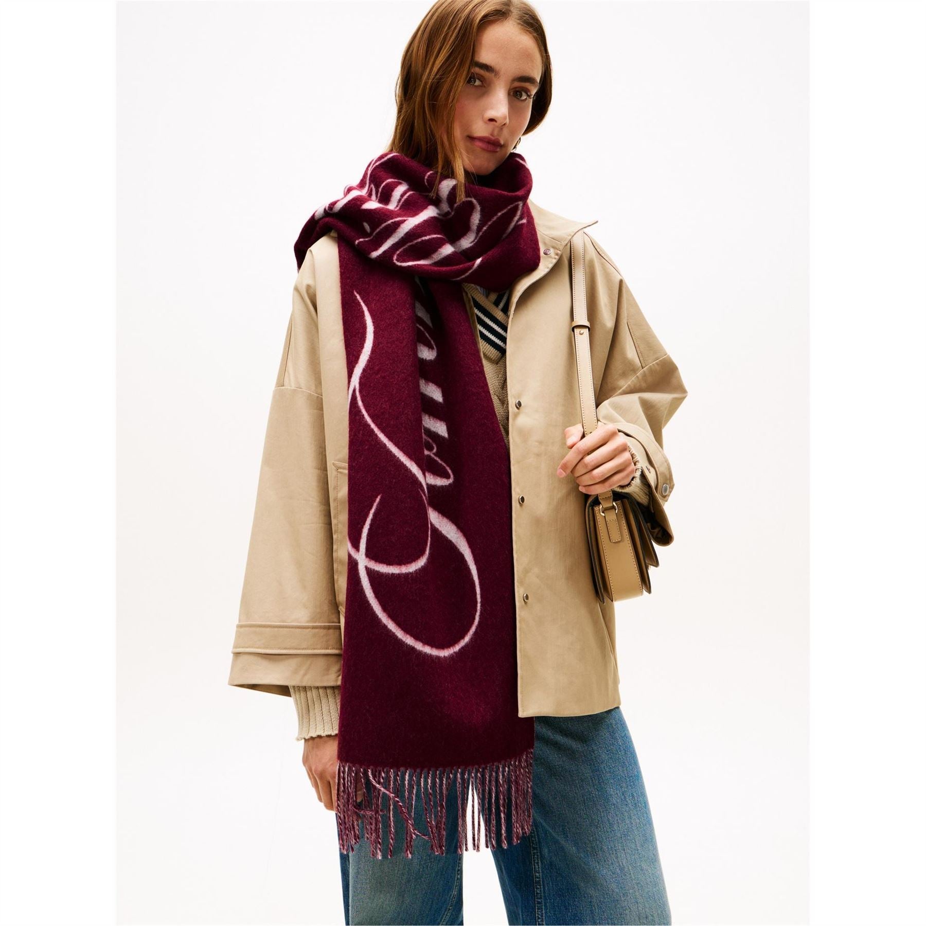 Tommy Hilfiger Oblong Logo Print Scarf with Logo