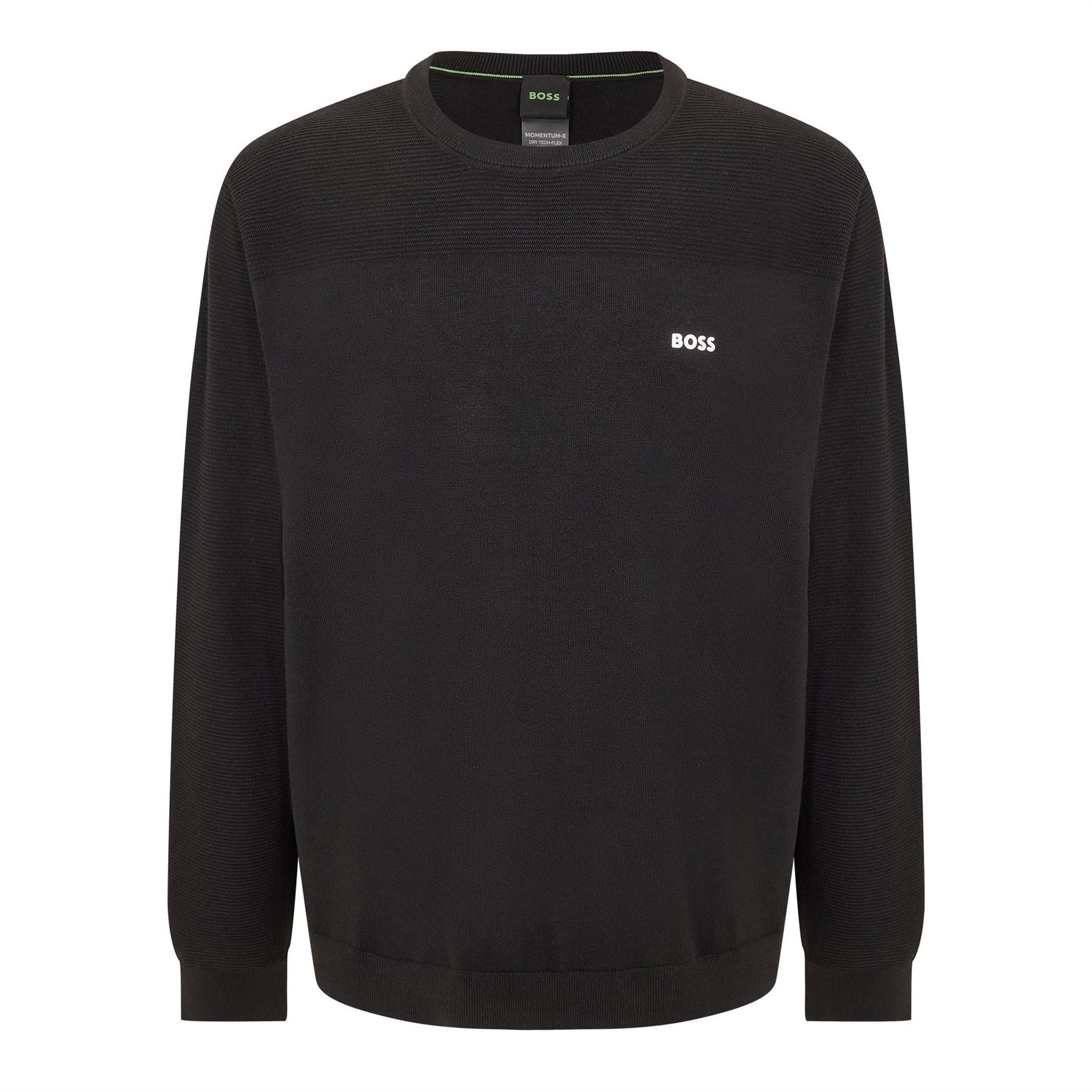Boss Crew Neck Ribbed Collar Long Sleeve Sweater