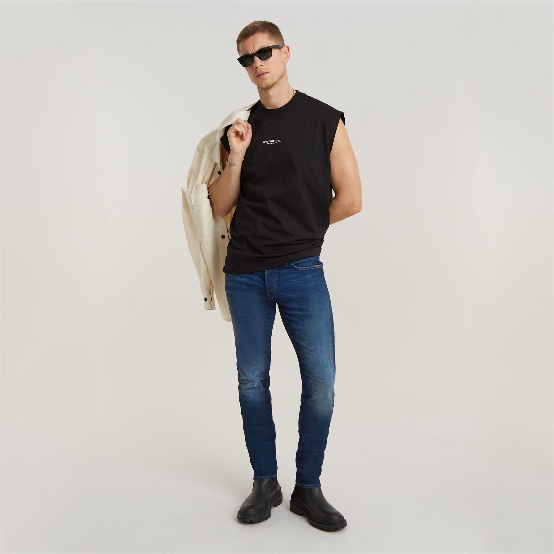 G Star Slim Fit Jeans In Blue Black Stretch Denim