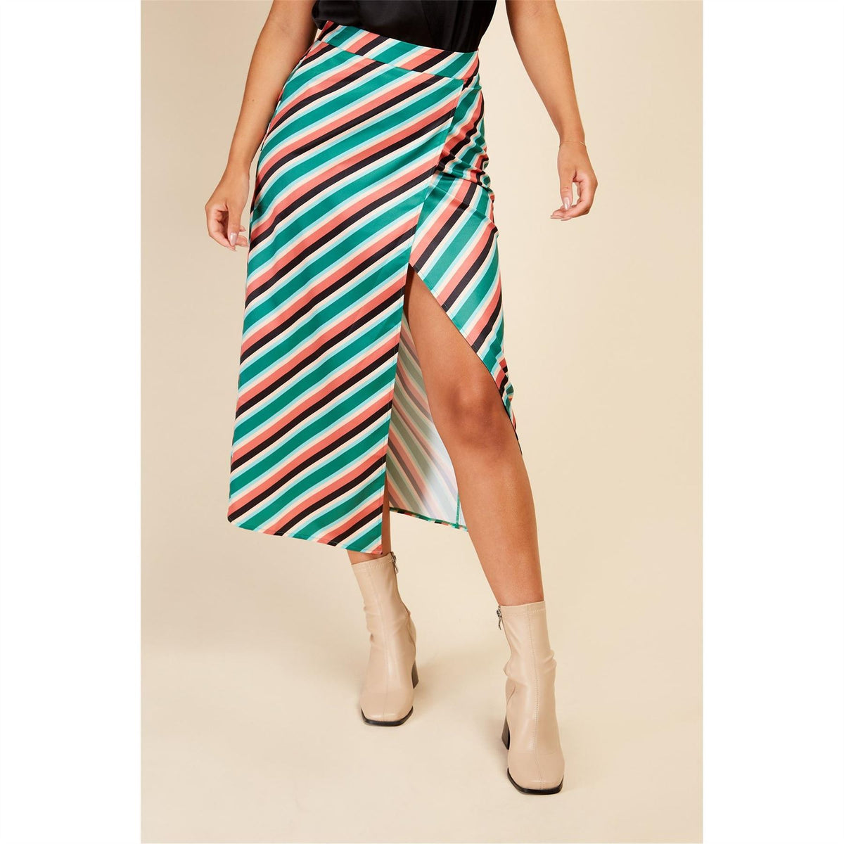 Little Mistress Maxi Stripe Patterned Wrap Skirt