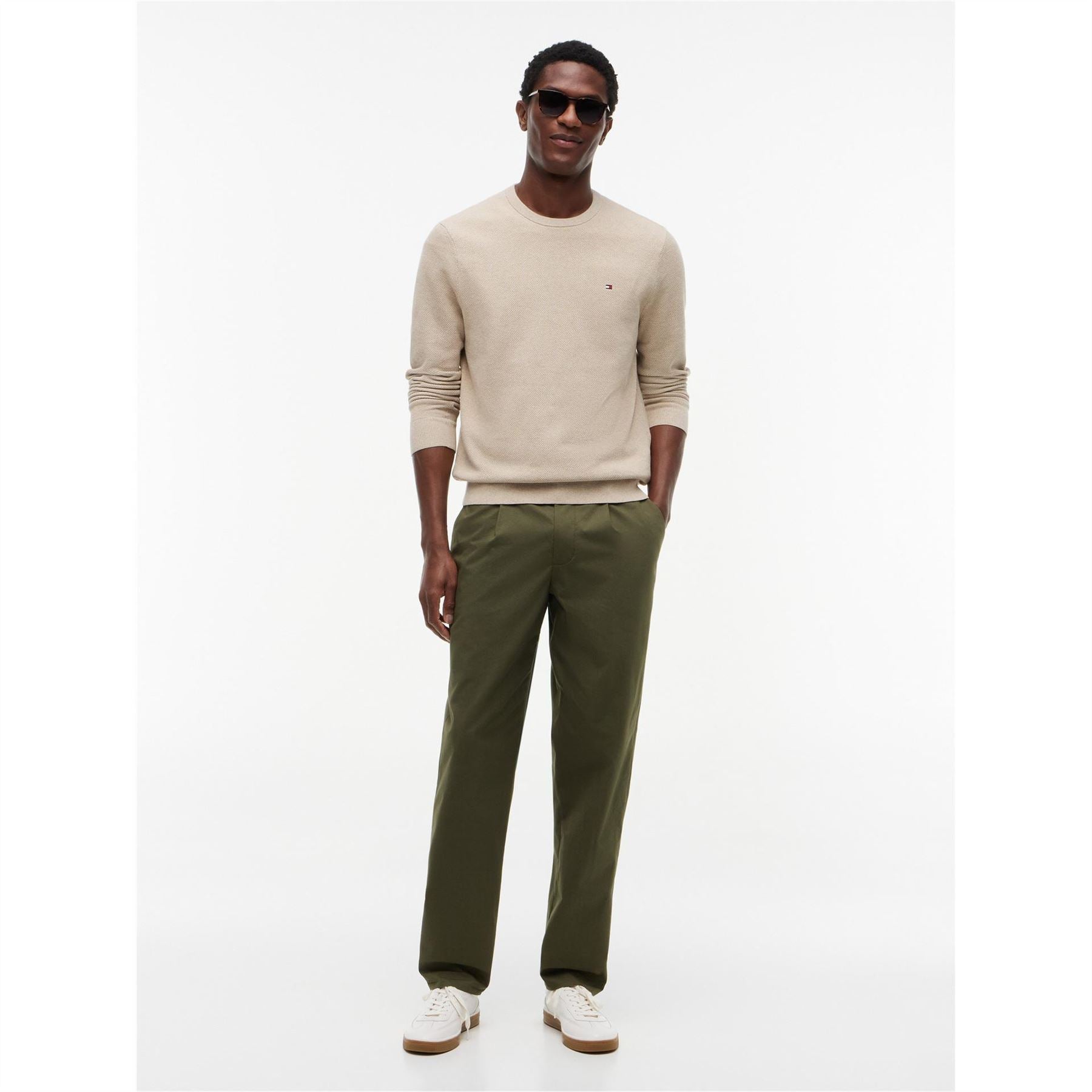 Tommy Hilfiger Crew Neck Ribbed Collar Long Sleeve Sweater