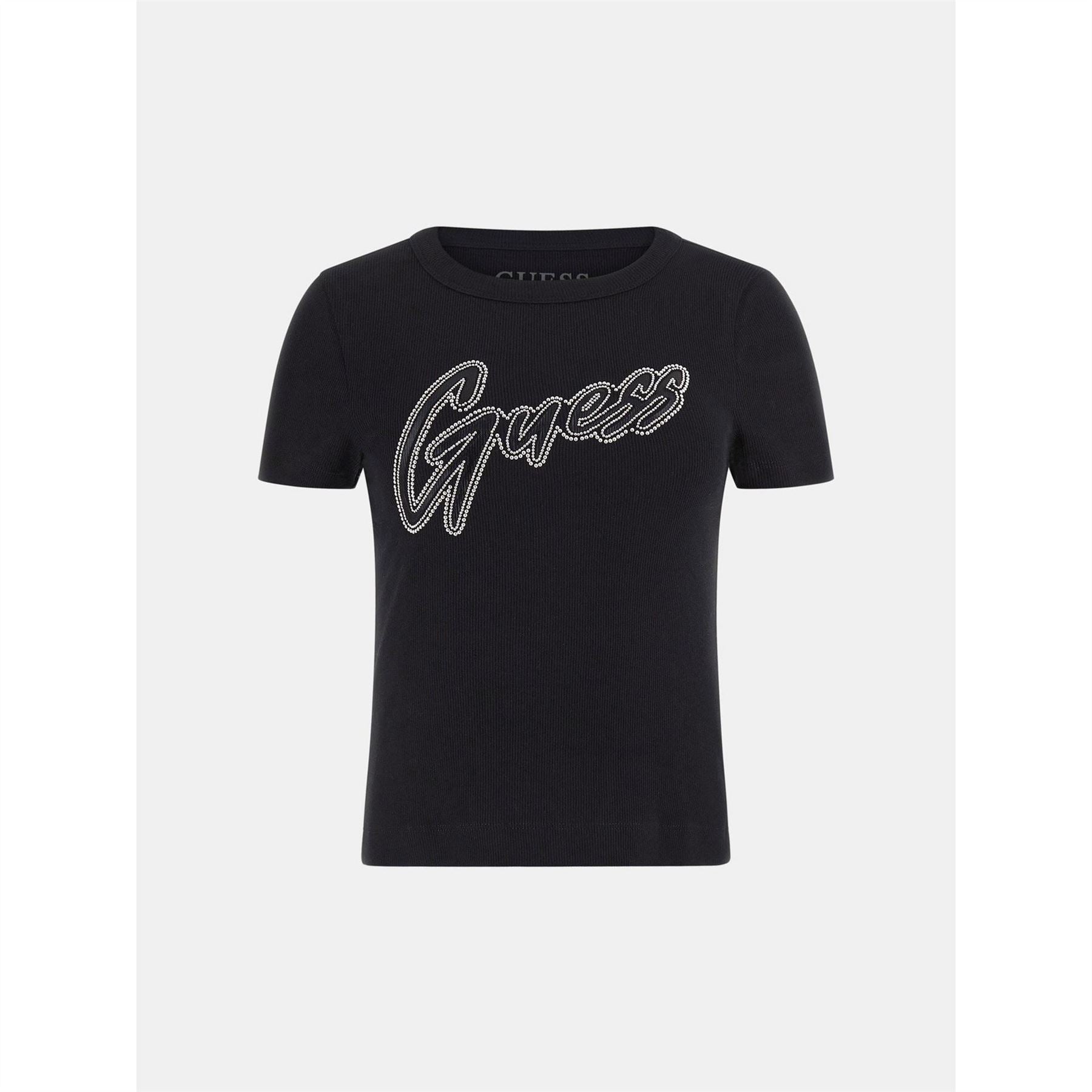 Guess Short Sleeve Rib Logo Slim Fit T-Shirt