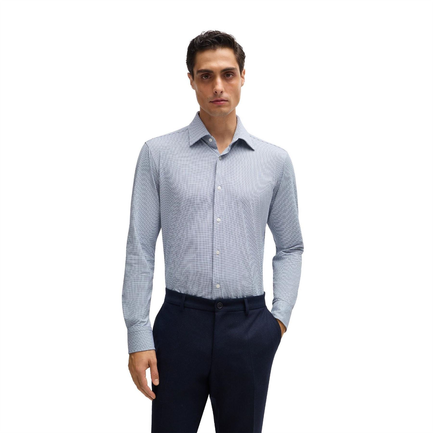 Boss Joe Collared Neck Point Collar Long Sleeve Shirt