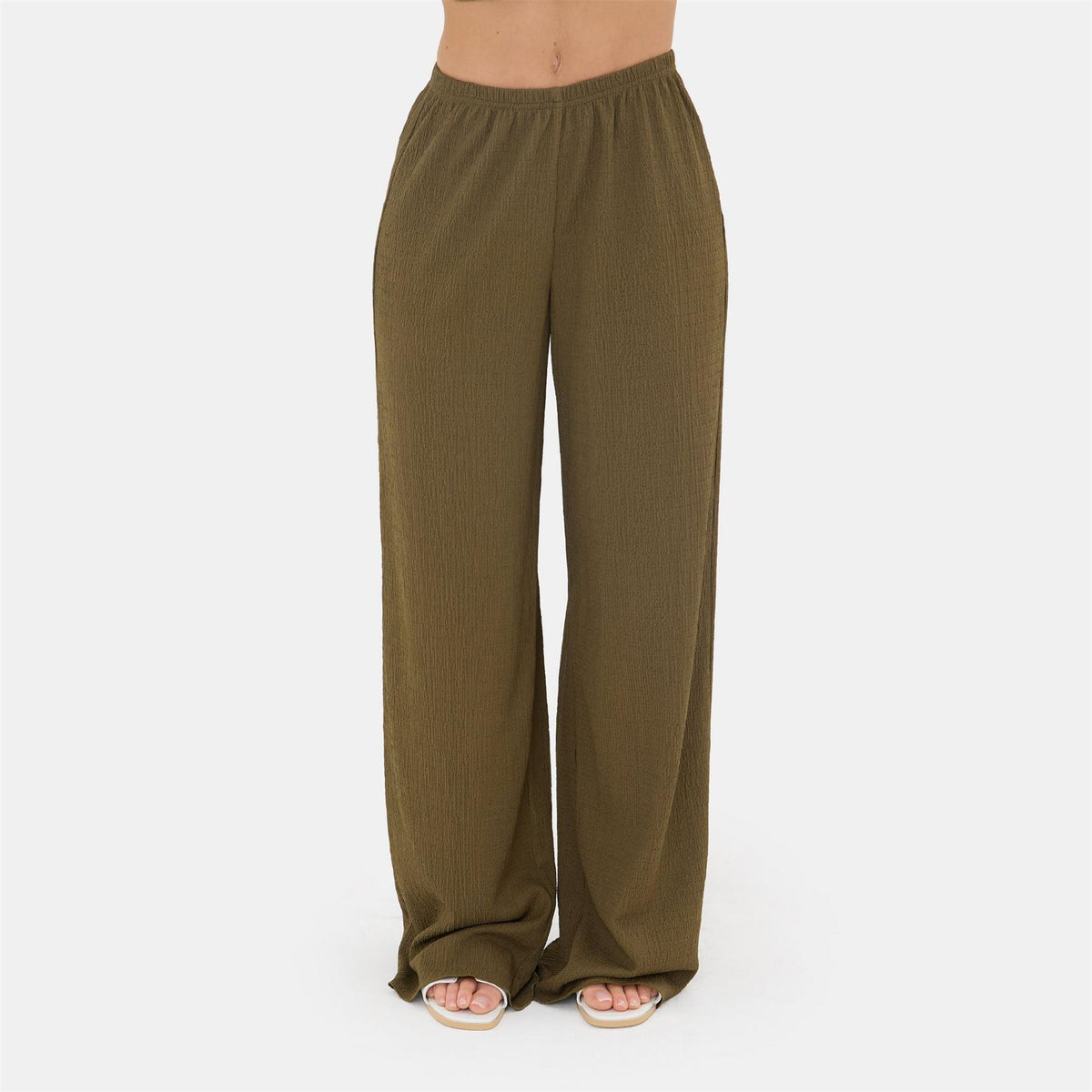 I Saw It First Textured Wide Leg Palazzo Pants