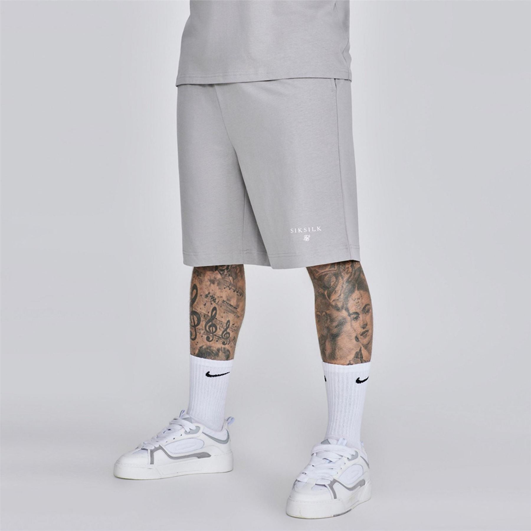 SikSilk Lettering Crew Neck Short Sleeve T-Shirt and Short Set